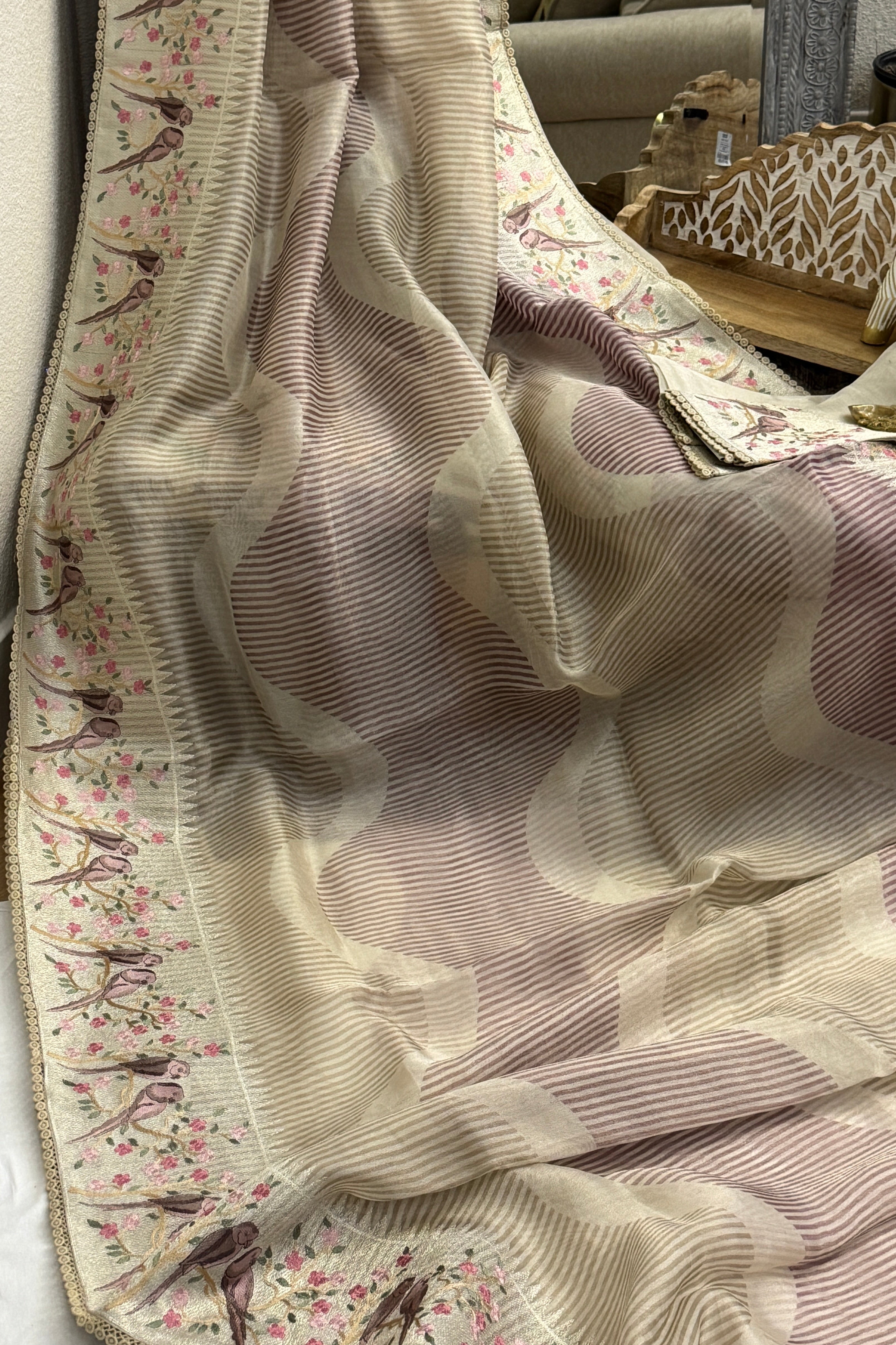 Tissue Silk Saree with paithani woven borders and pallu