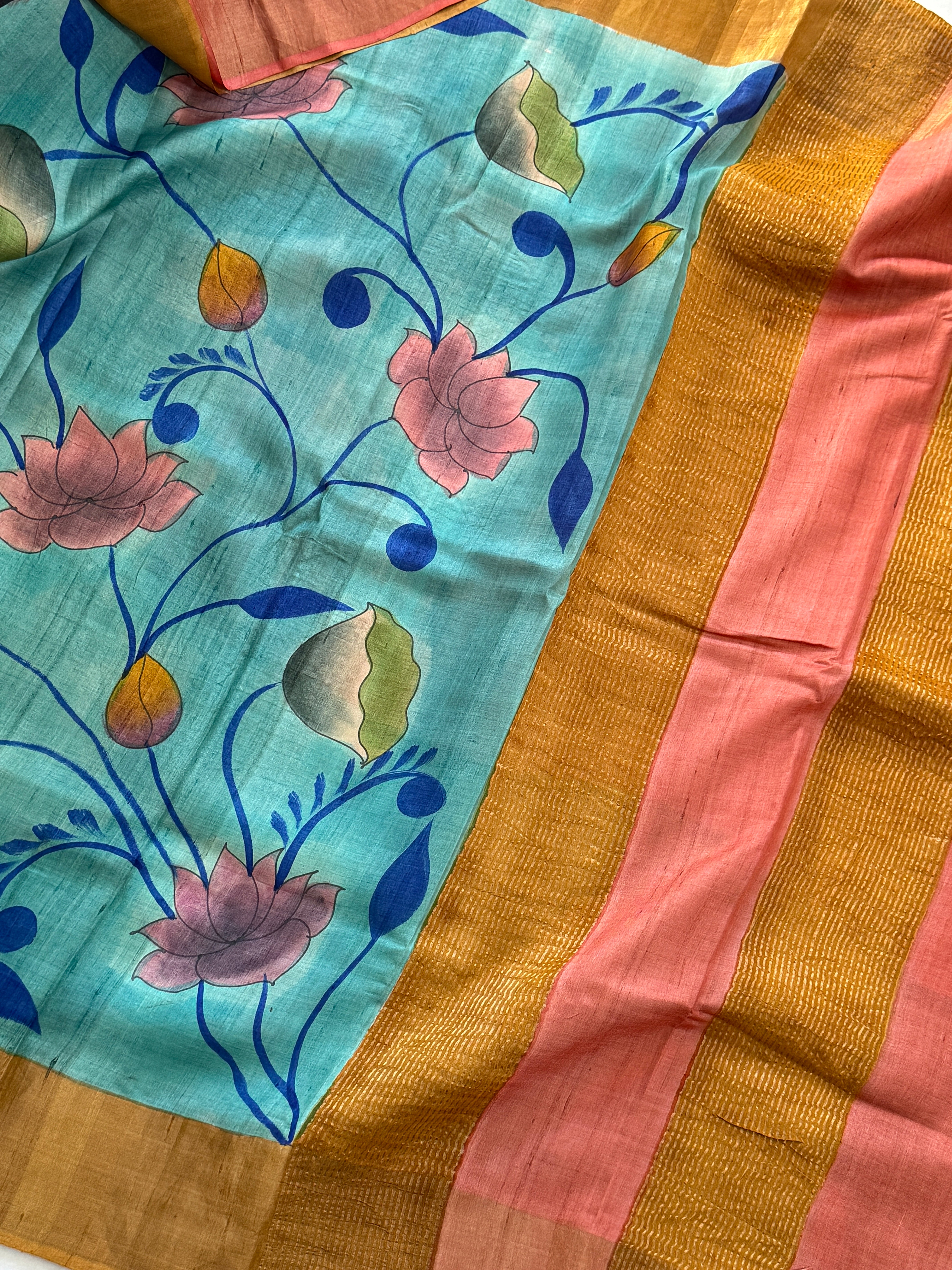 Bishnupuri Tussar Silk Painted Saree