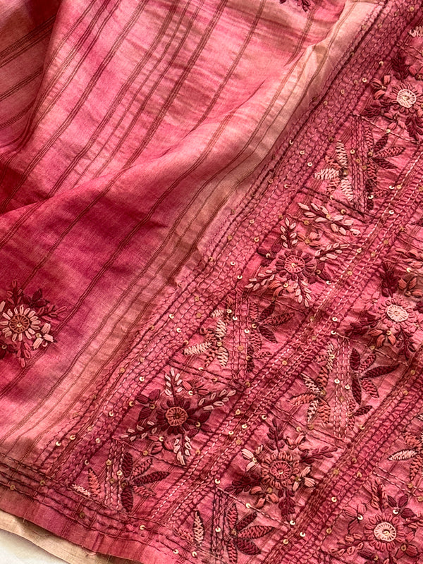 Bengal Linen Saree with French Knot Embroidery