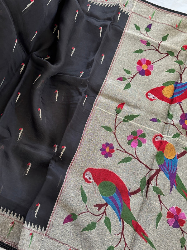 Organza with Paithani Muniya border and pallu