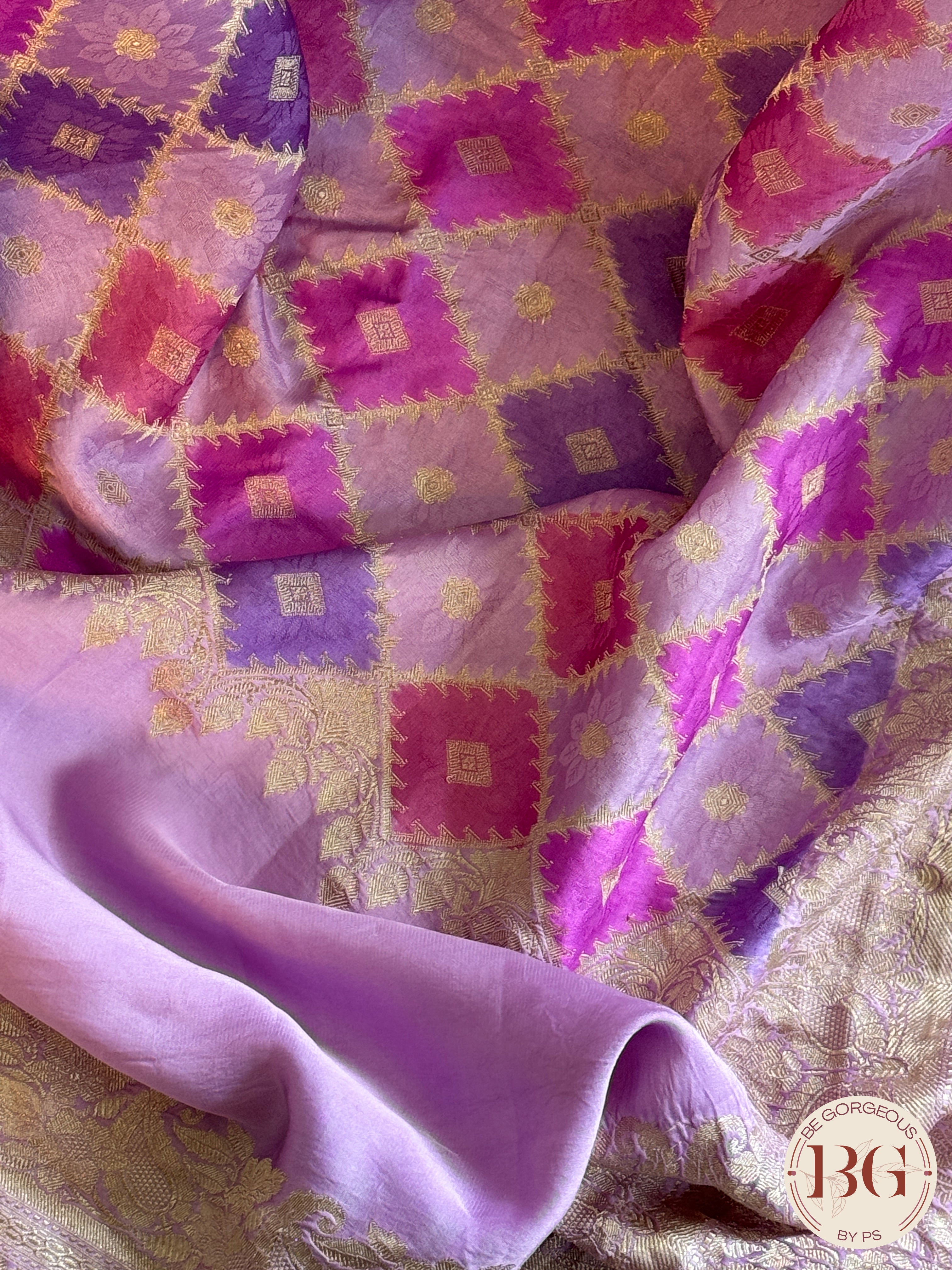 Mushroo banarasi rangkaat pure silk handloom saree - Lavendar