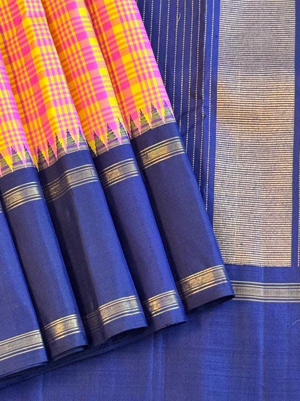 Kanjeevaram Handloom Pure Silk Kattam Saree