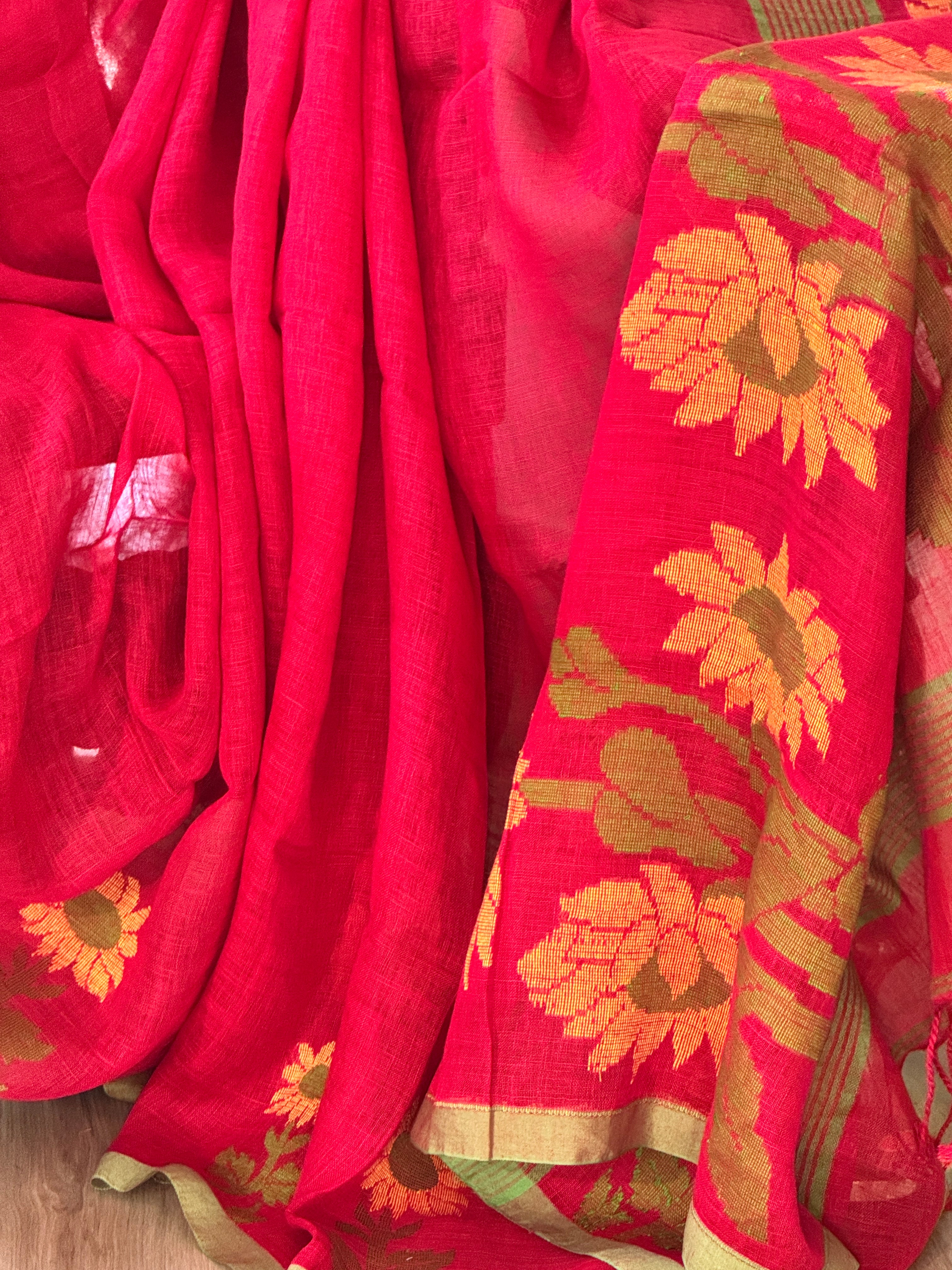 Linen Handloom Woven Saree