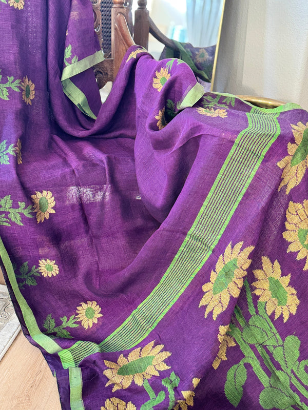 Linen Handloom Woven Saree