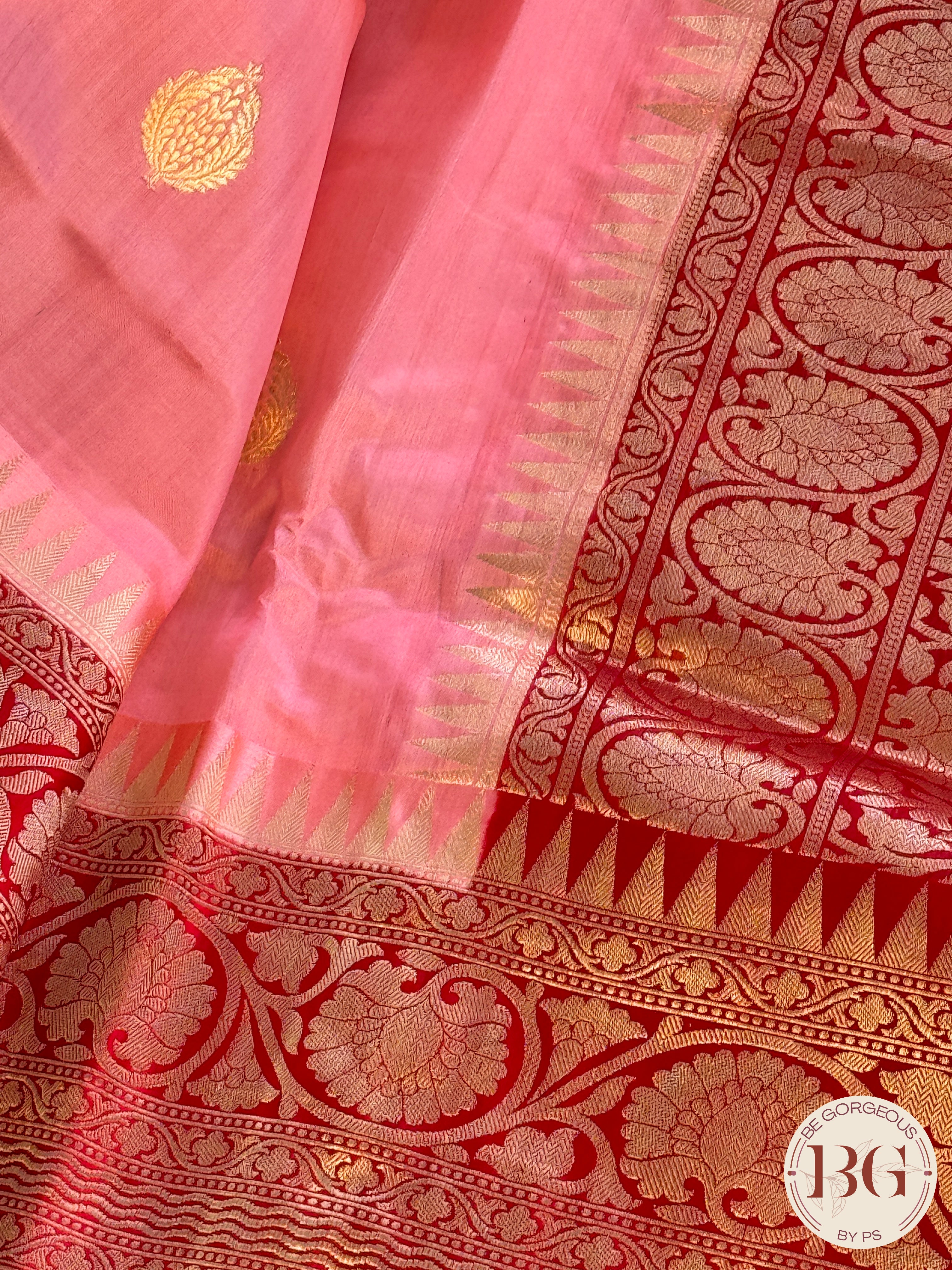 Banarasi silk raw mango katan silk saree silk mark certfied - Pink