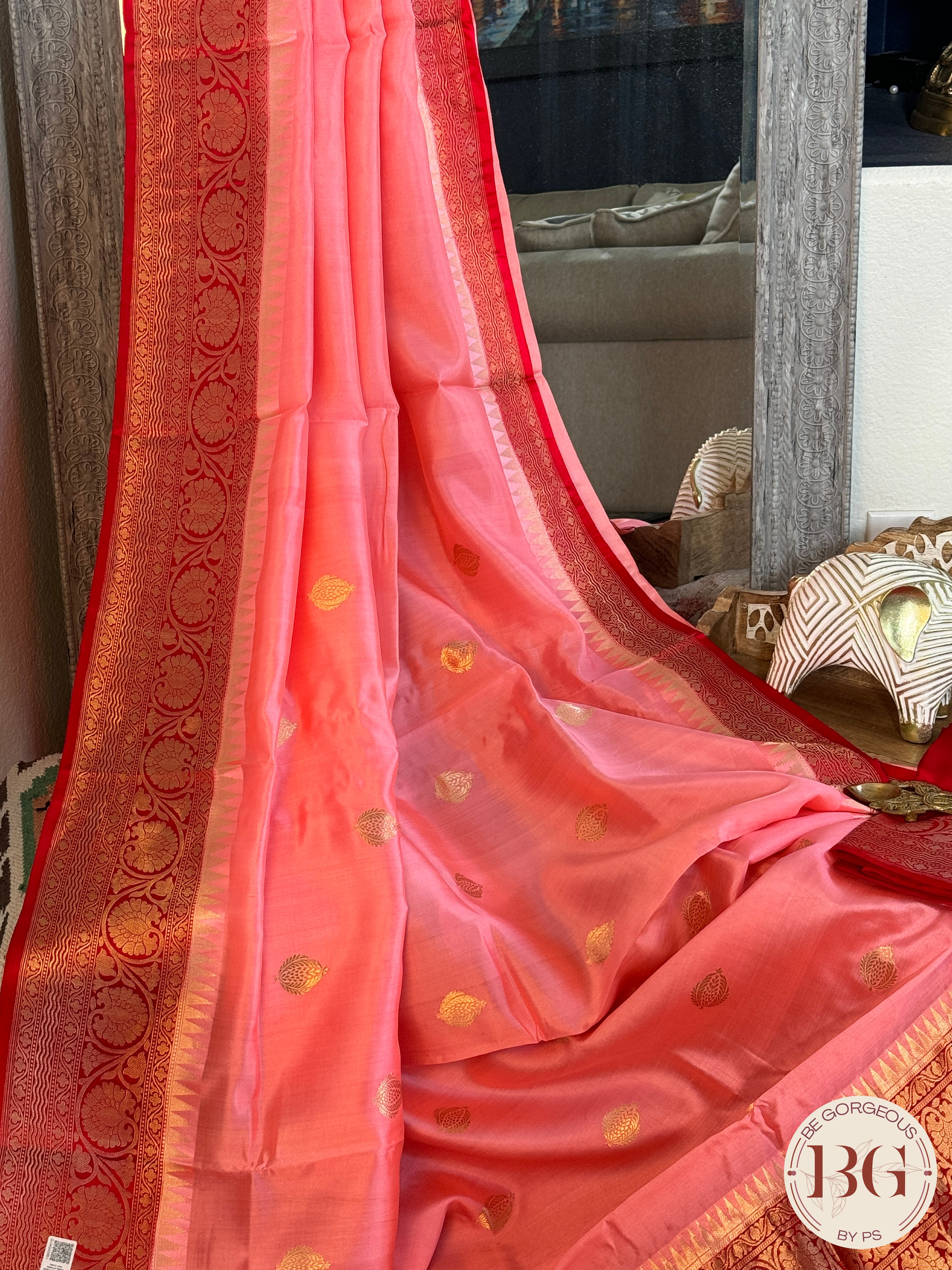 Banarasi silk raw mango katan silk saree silk mark certfied - Pink