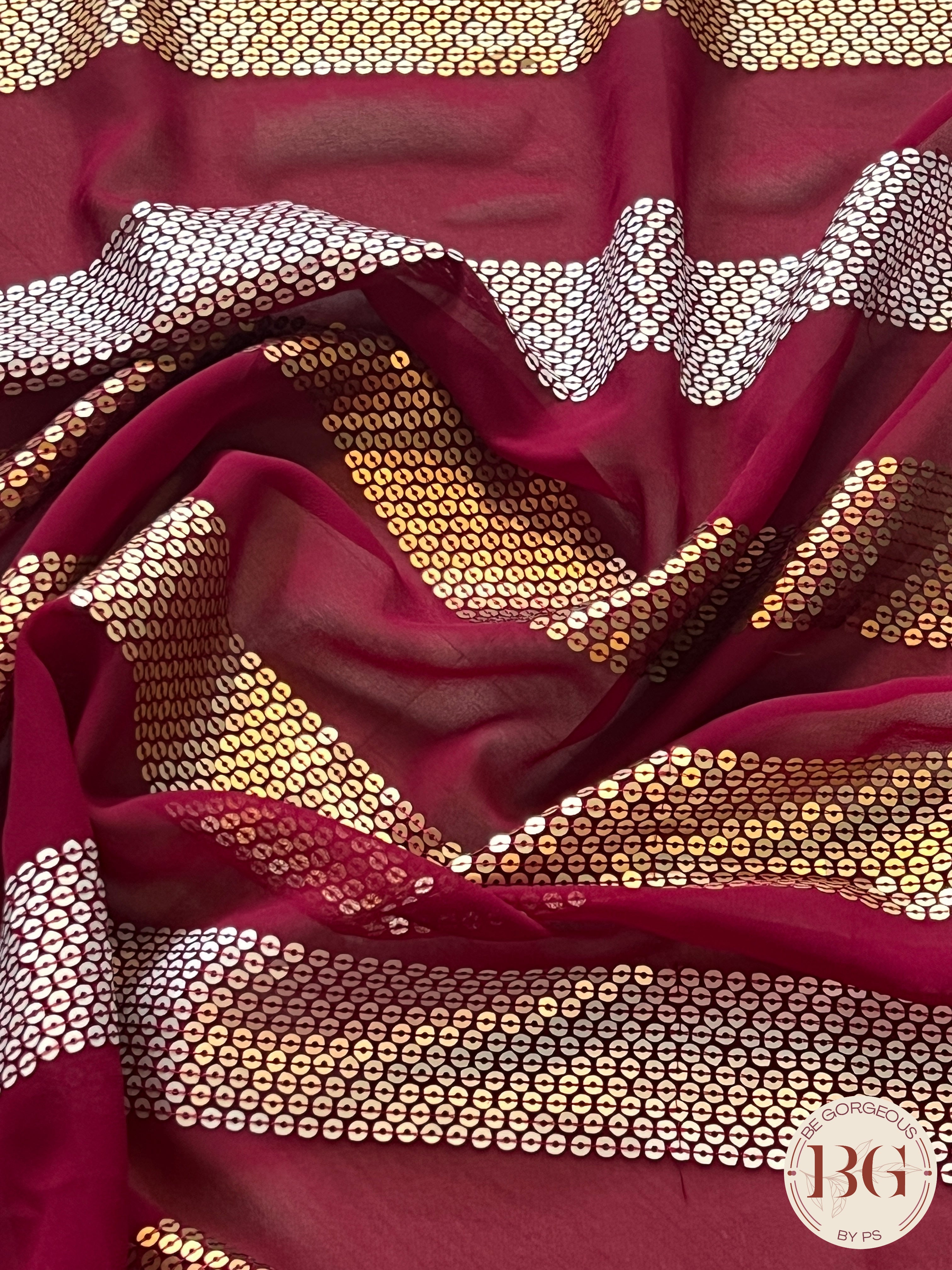 Georgette with sequin Deep Red