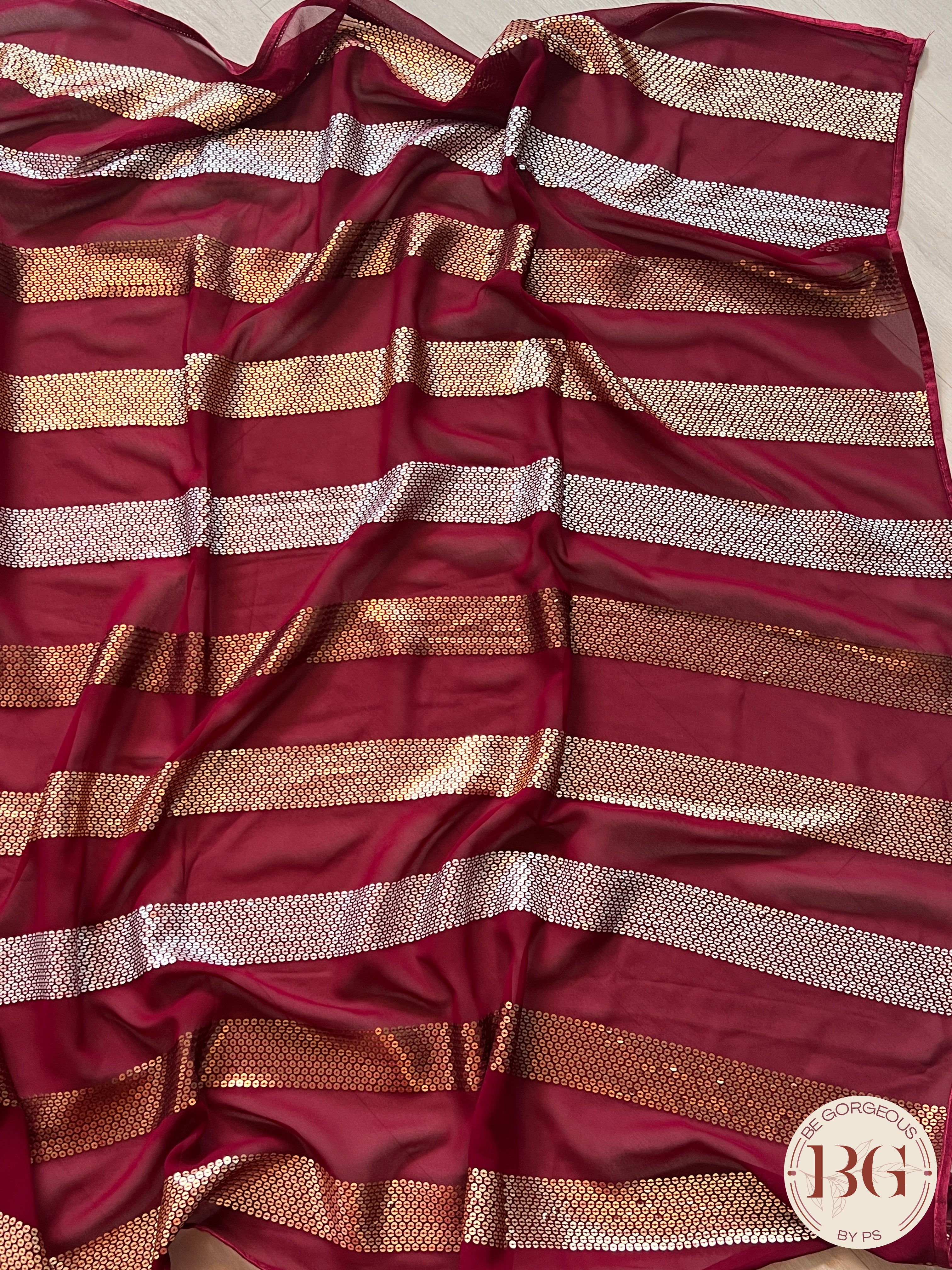 Georgette with sequin Deep Red