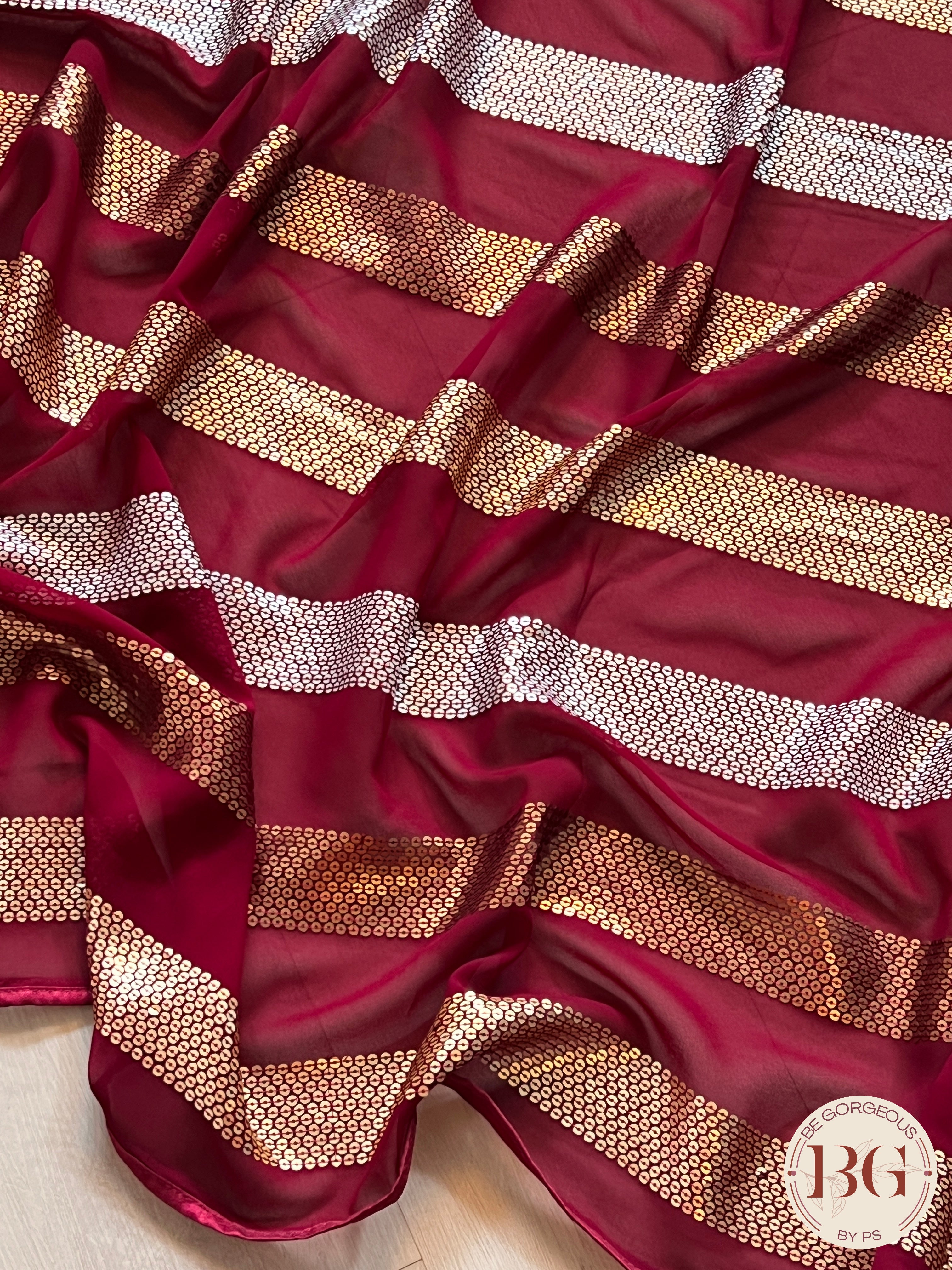 Georgette with sequin Deep Red
