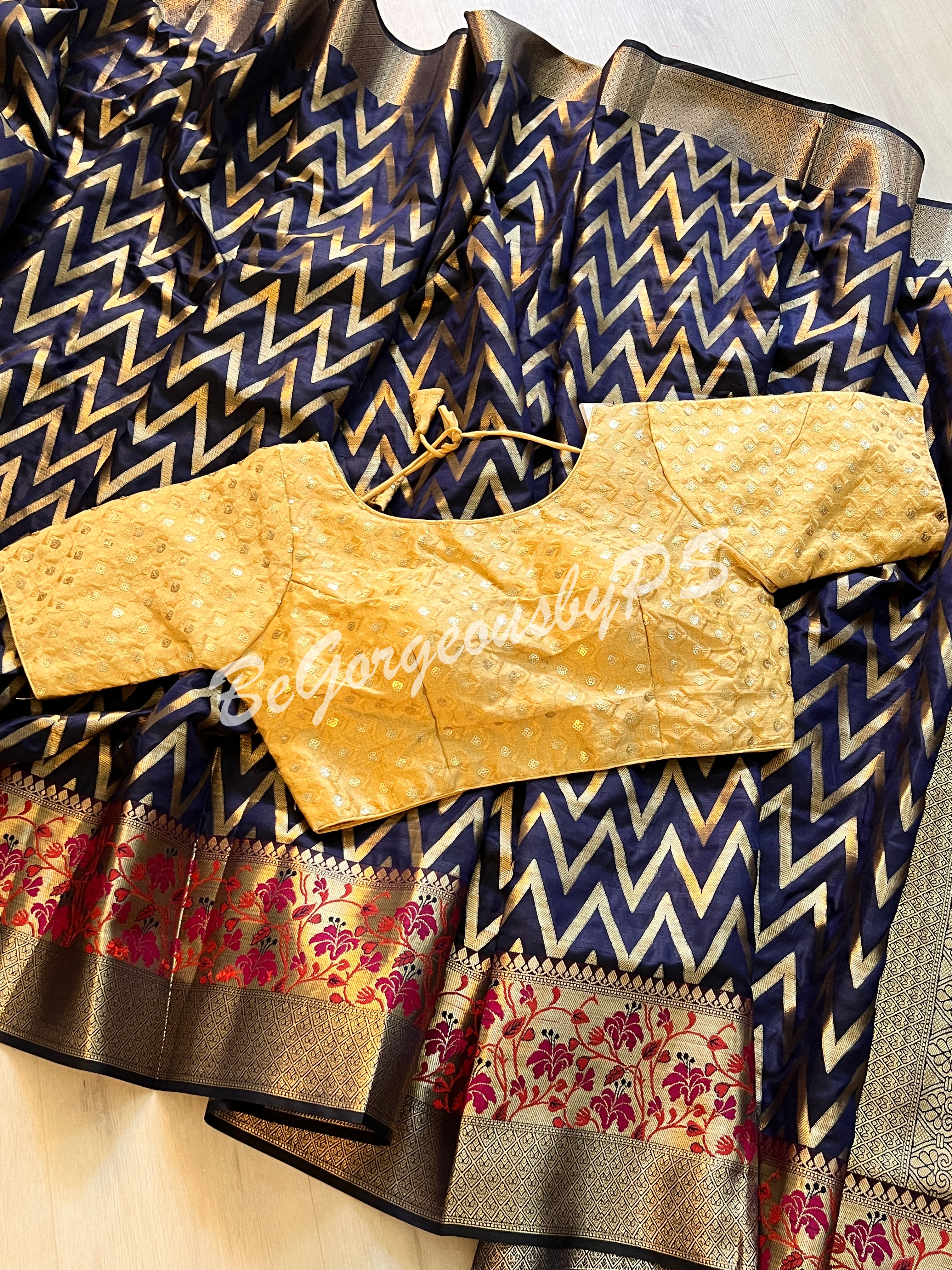 ZIGZAG SILK BLUE PAITHANI WOVEN SAREE