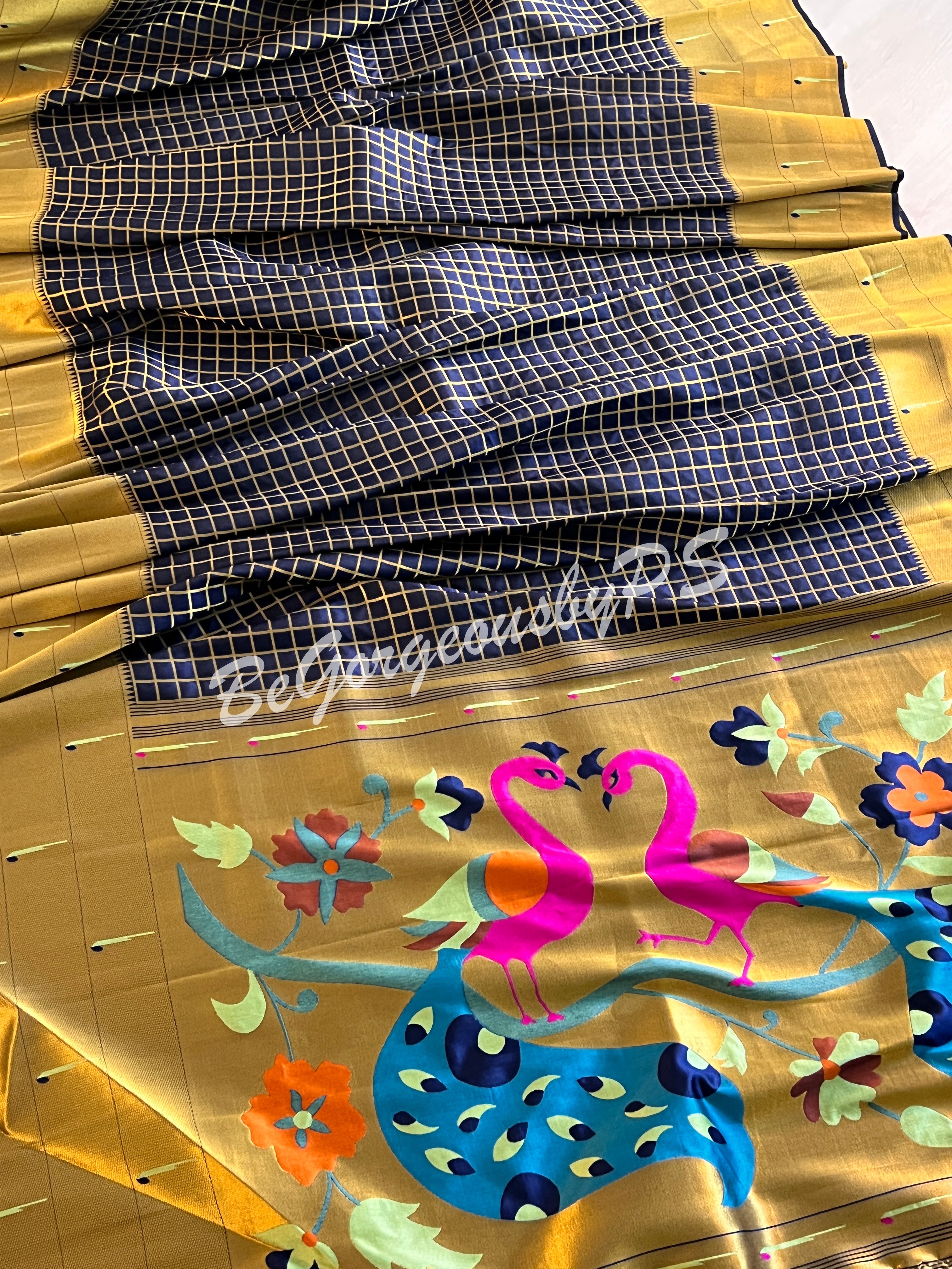 PAITHANI CHEX SILK SAREE - BLUE