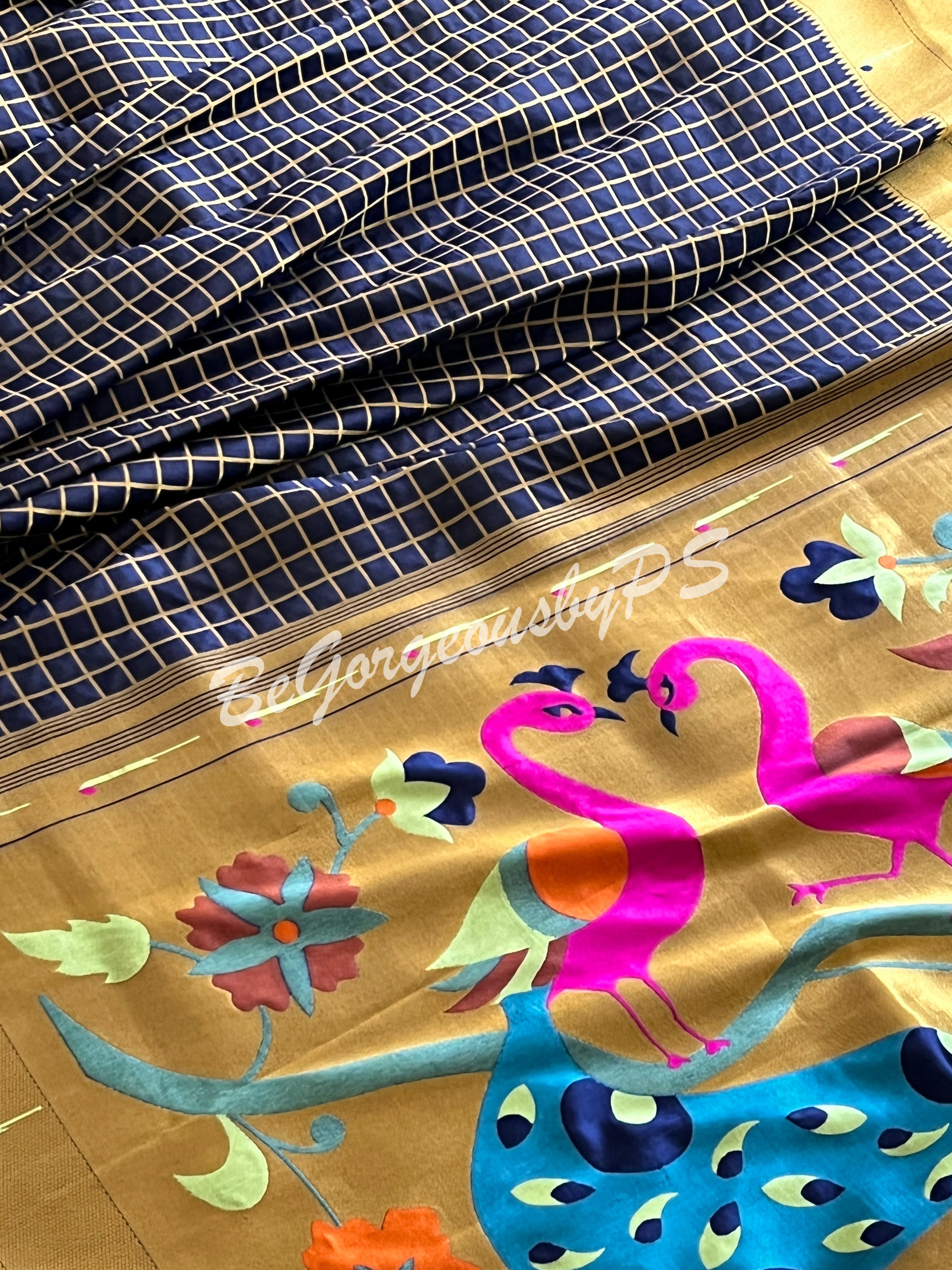 PAITHANI CHEX SILK SAREE - BLUE