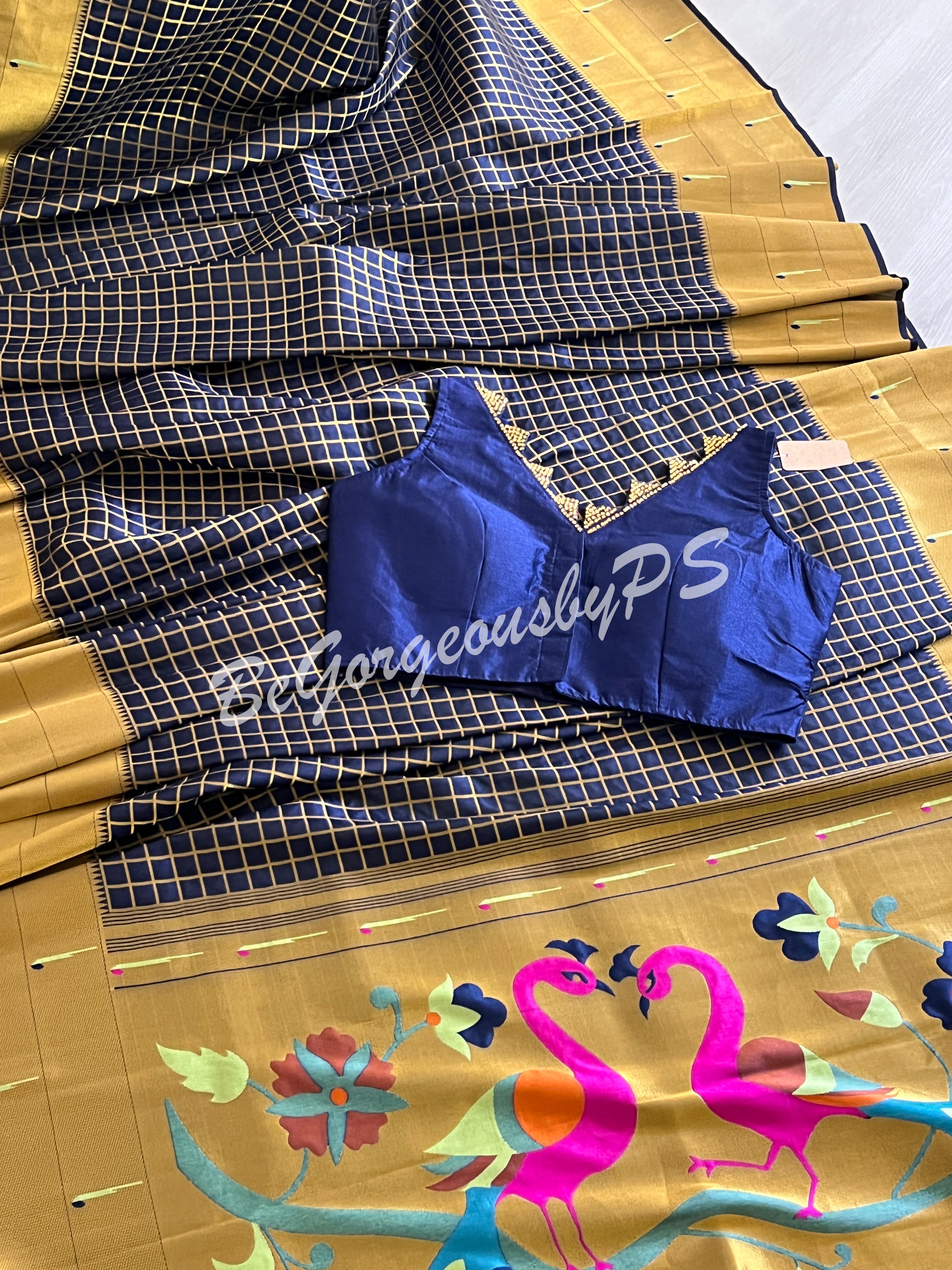 PAITHANI CHEX SILK SAREE - BLUE