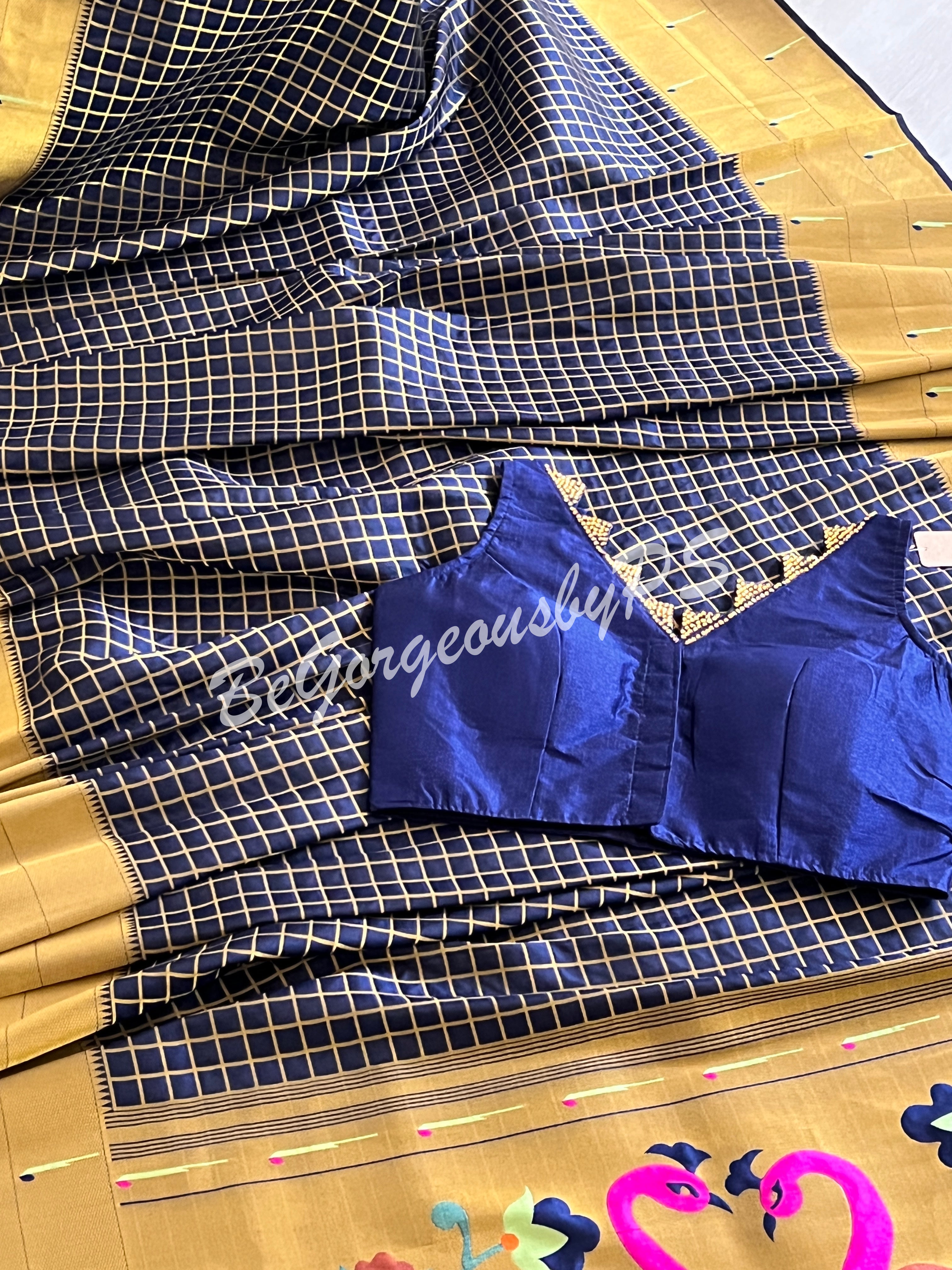 PAITHANI CHEX SILK SAREE - BLUE