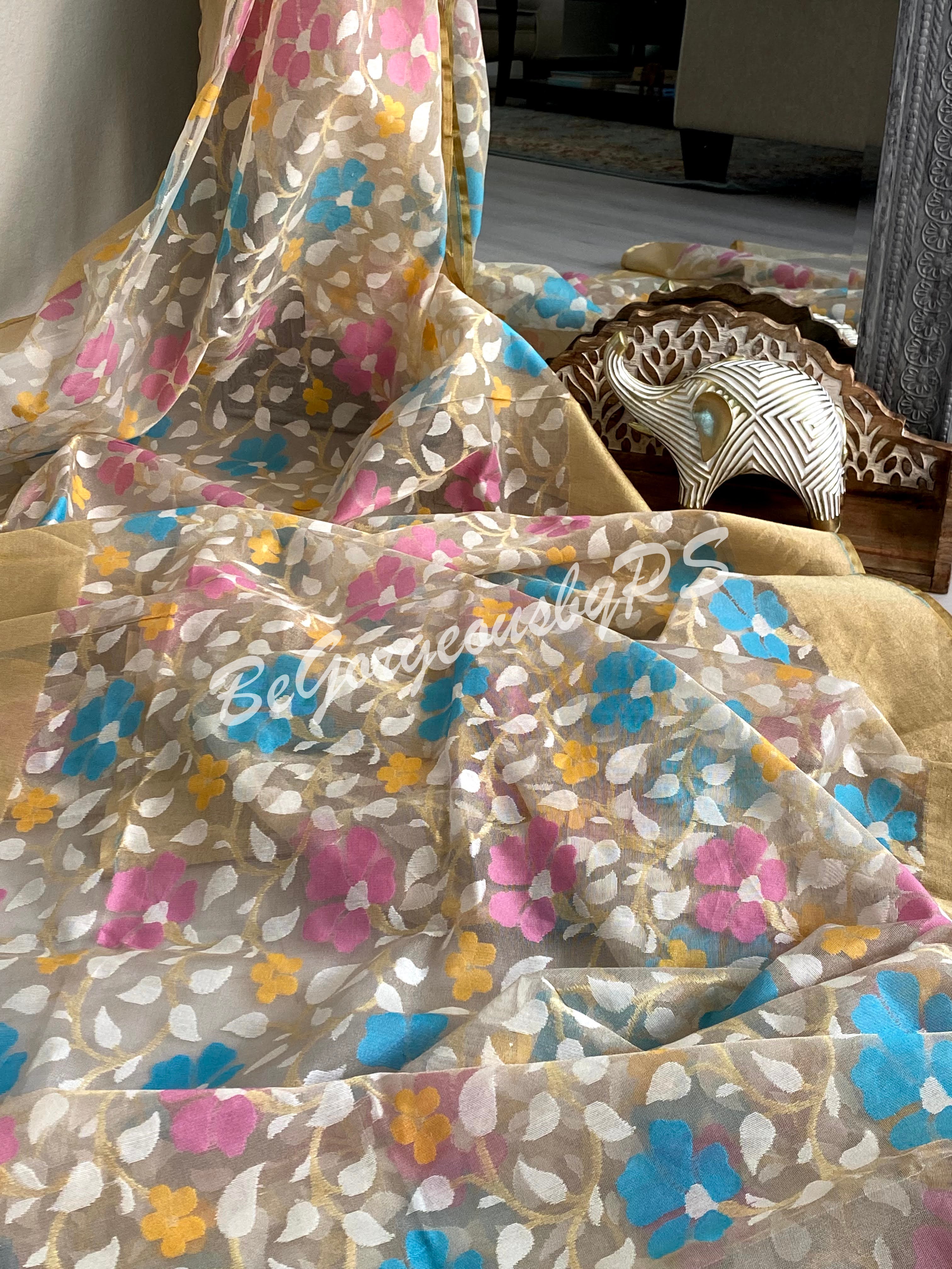 Jamdani half silk dhakai Saree