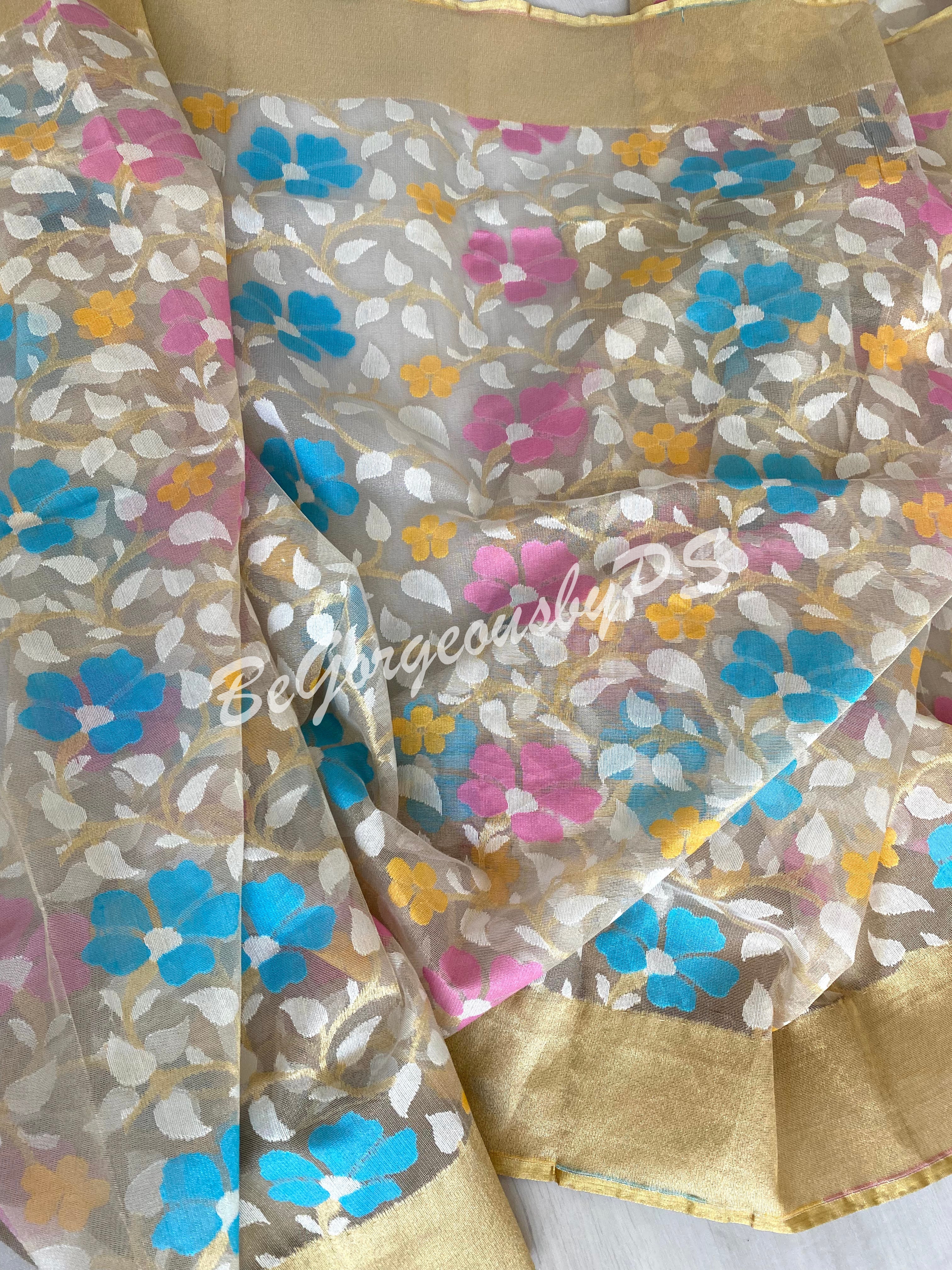 Jamdani half silk dhakai Saree