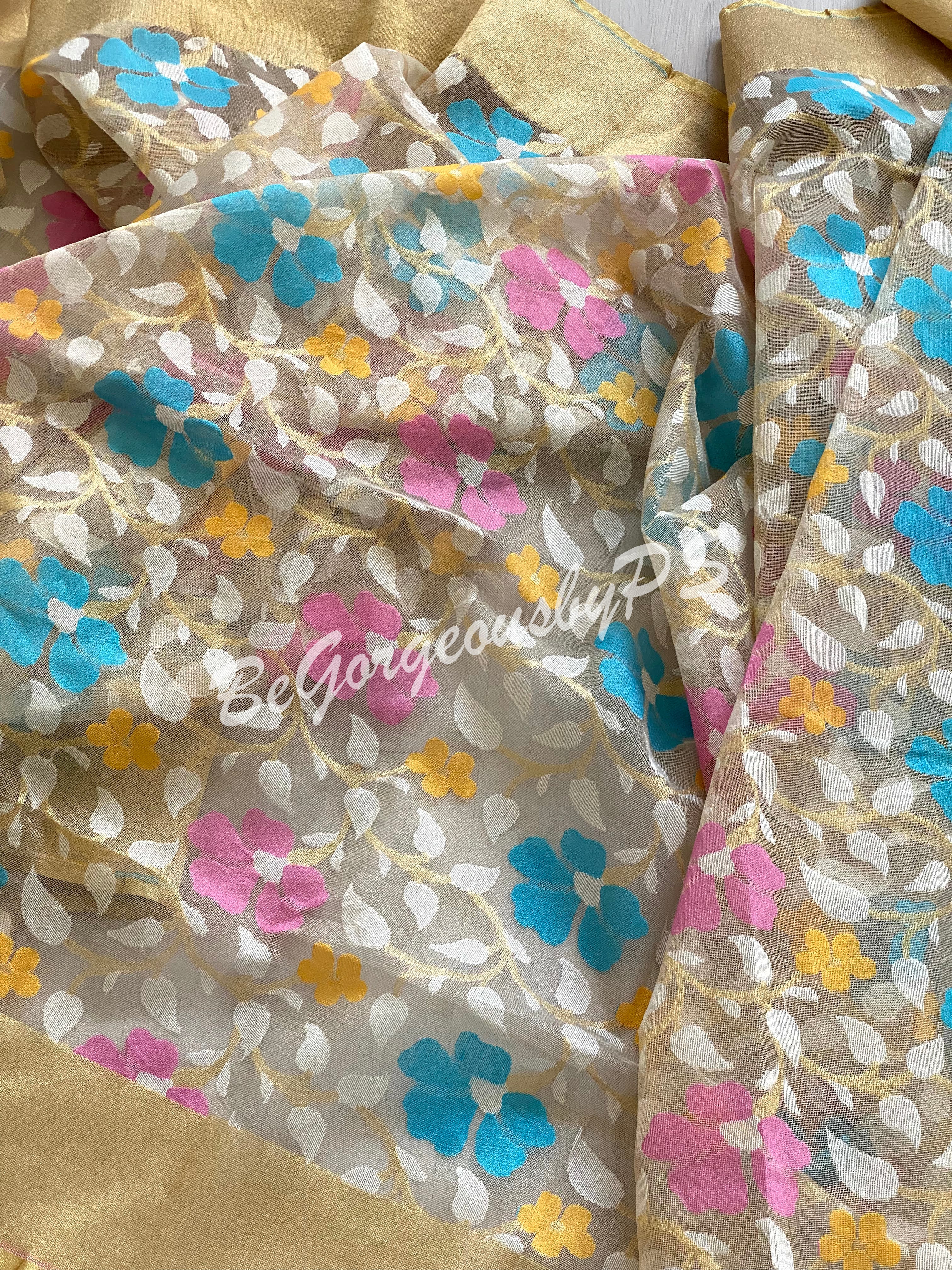 Jamdani half silk dhakai Saree