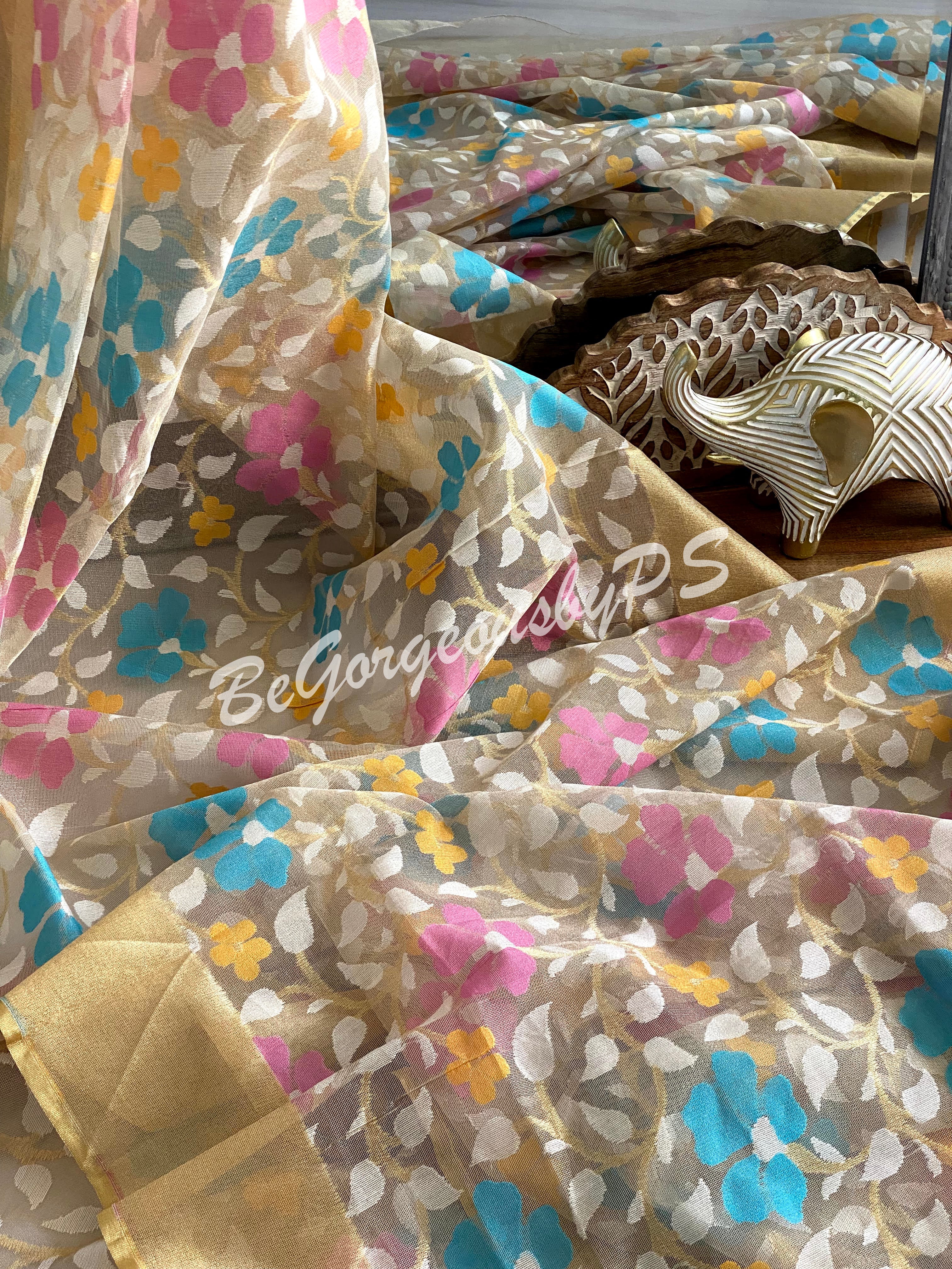 Jamdani half silk dhakai Saree