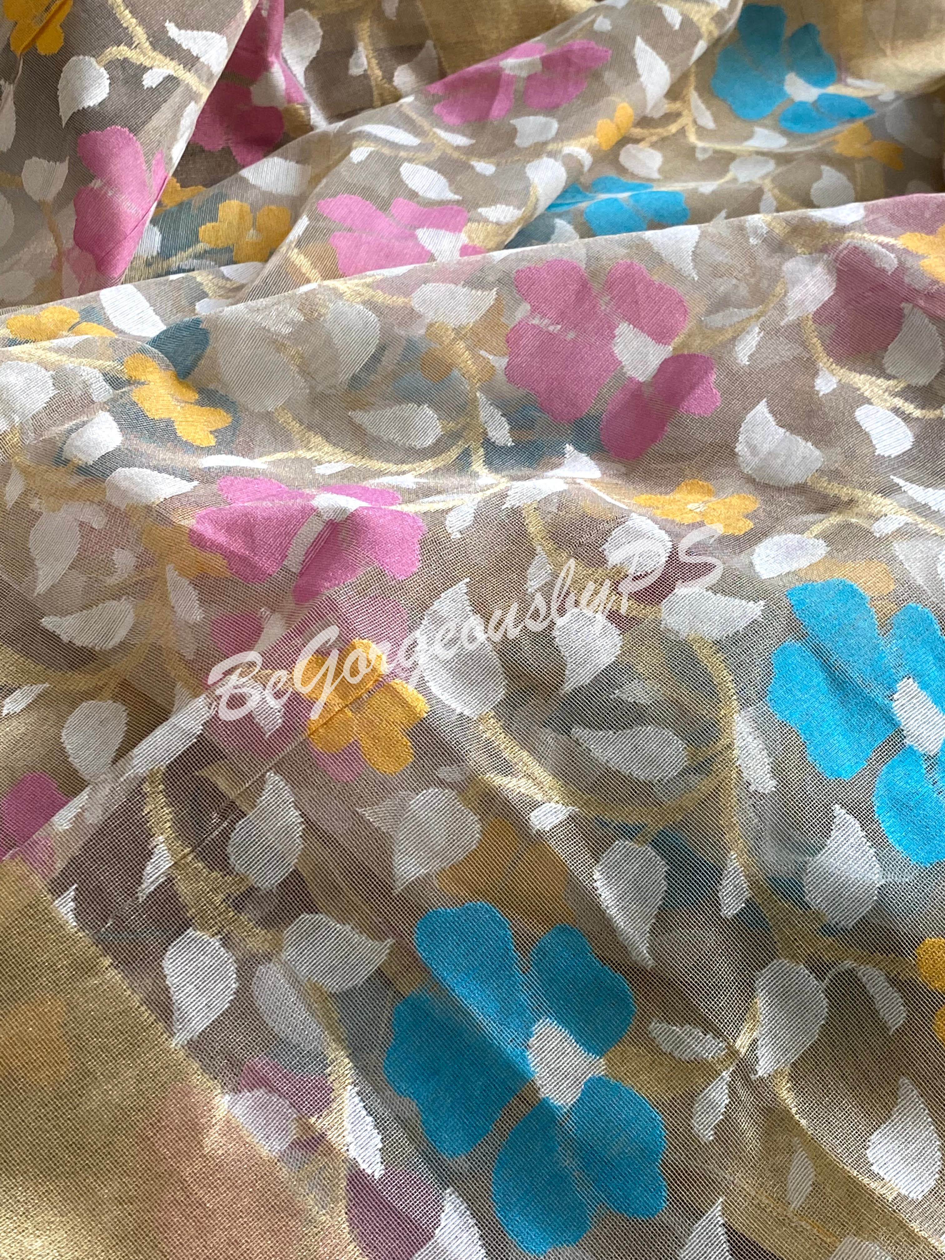 Jamdani half silk dhakai Saree