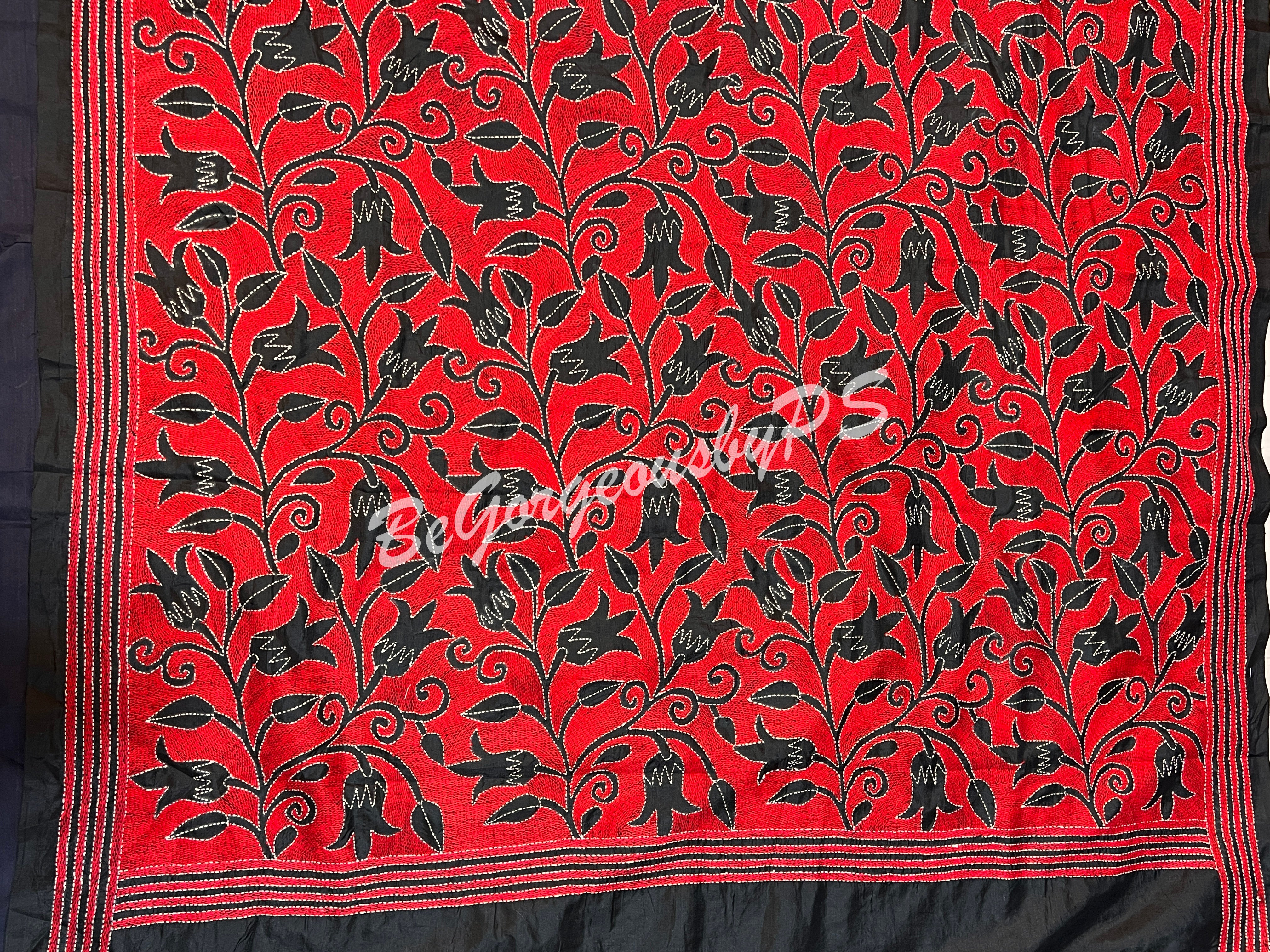 KANTHA BANGALORE SILK RED SAREE