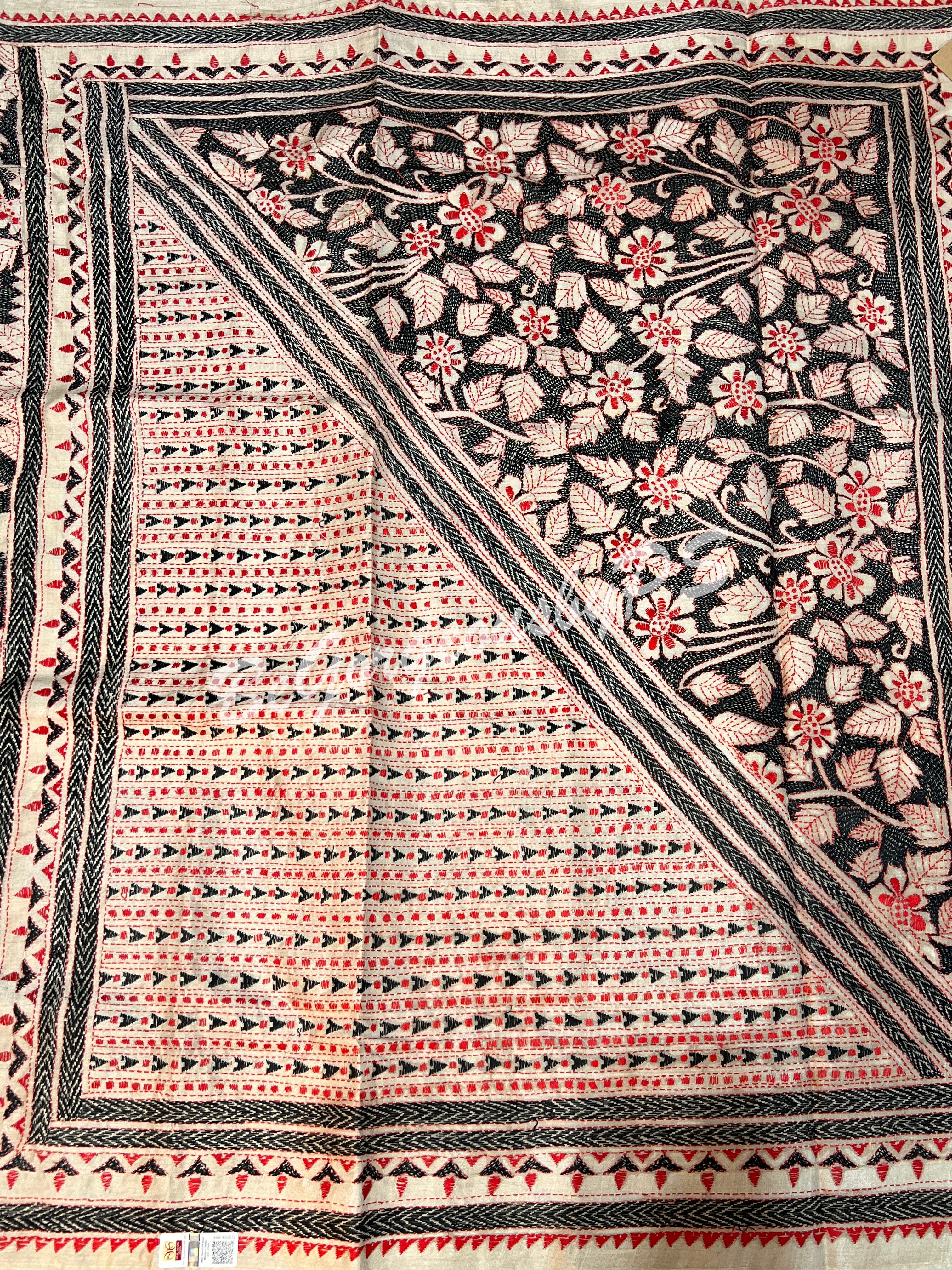 KANTHA TUSSAR FLOWERS REVERS KANTHA SAREE