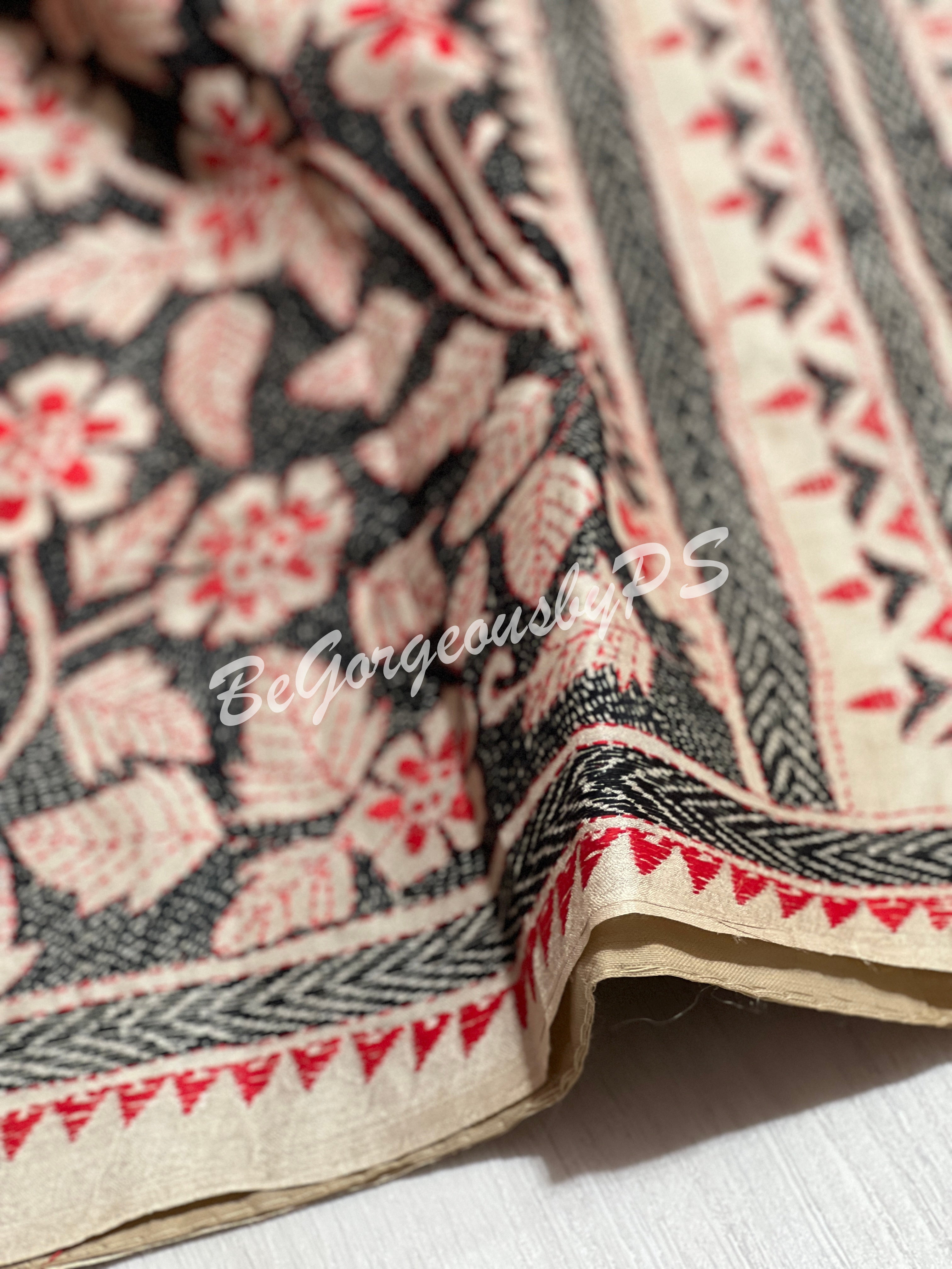 KANTHA TUSSAR FLOWERS REVERS KANTHA SAREE