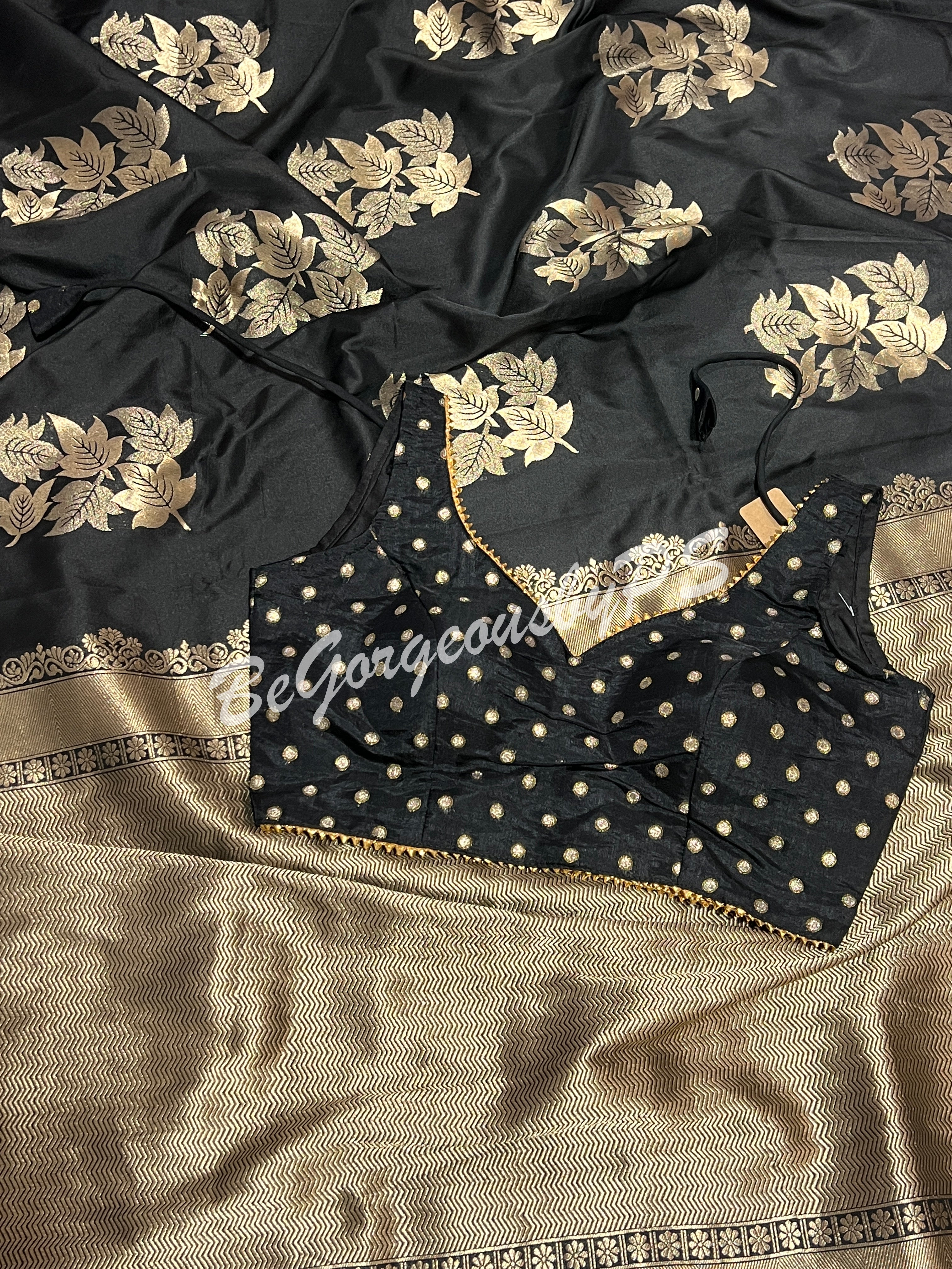 SOFT SILK GOLD ZARI BLACK SA-SOF-GOL-BL128