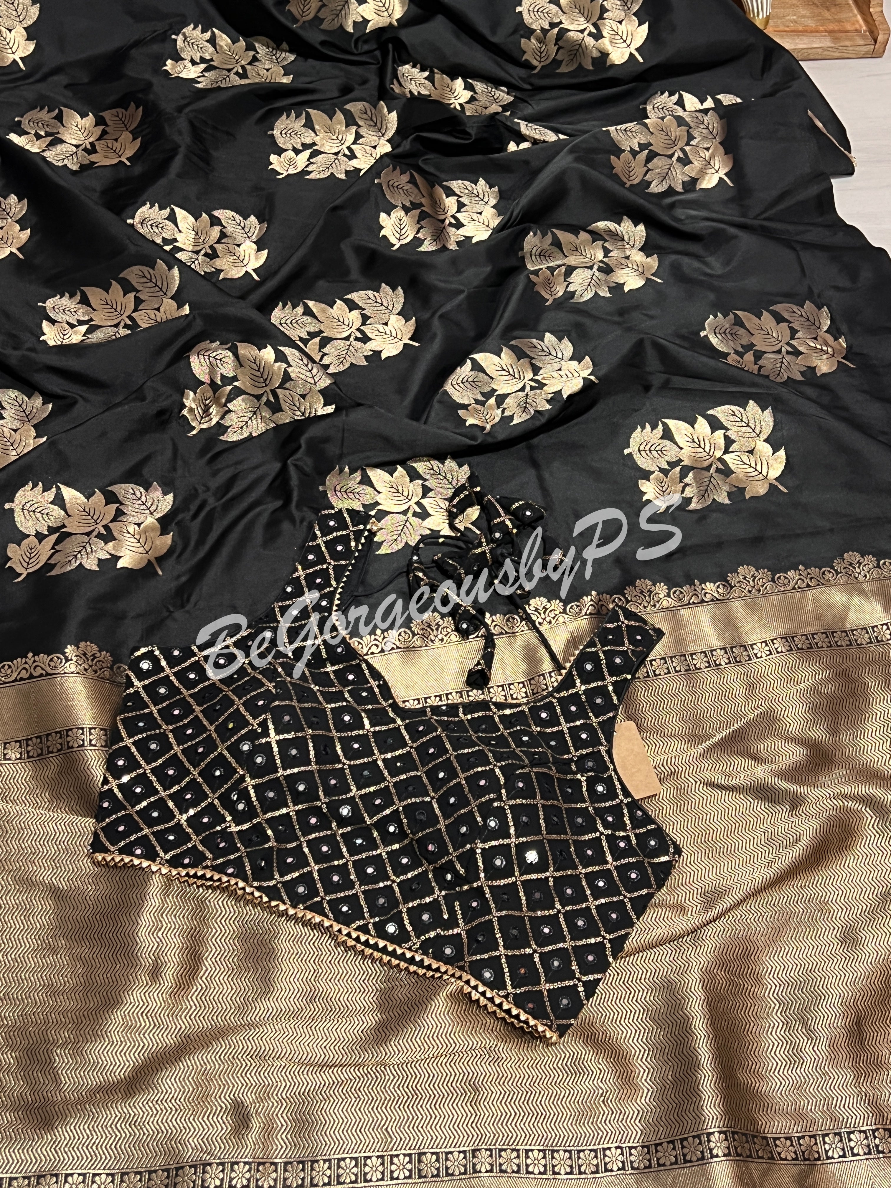 SOFT SILK GOLD ZARI BLACK SA-SOF-GOL-BL128