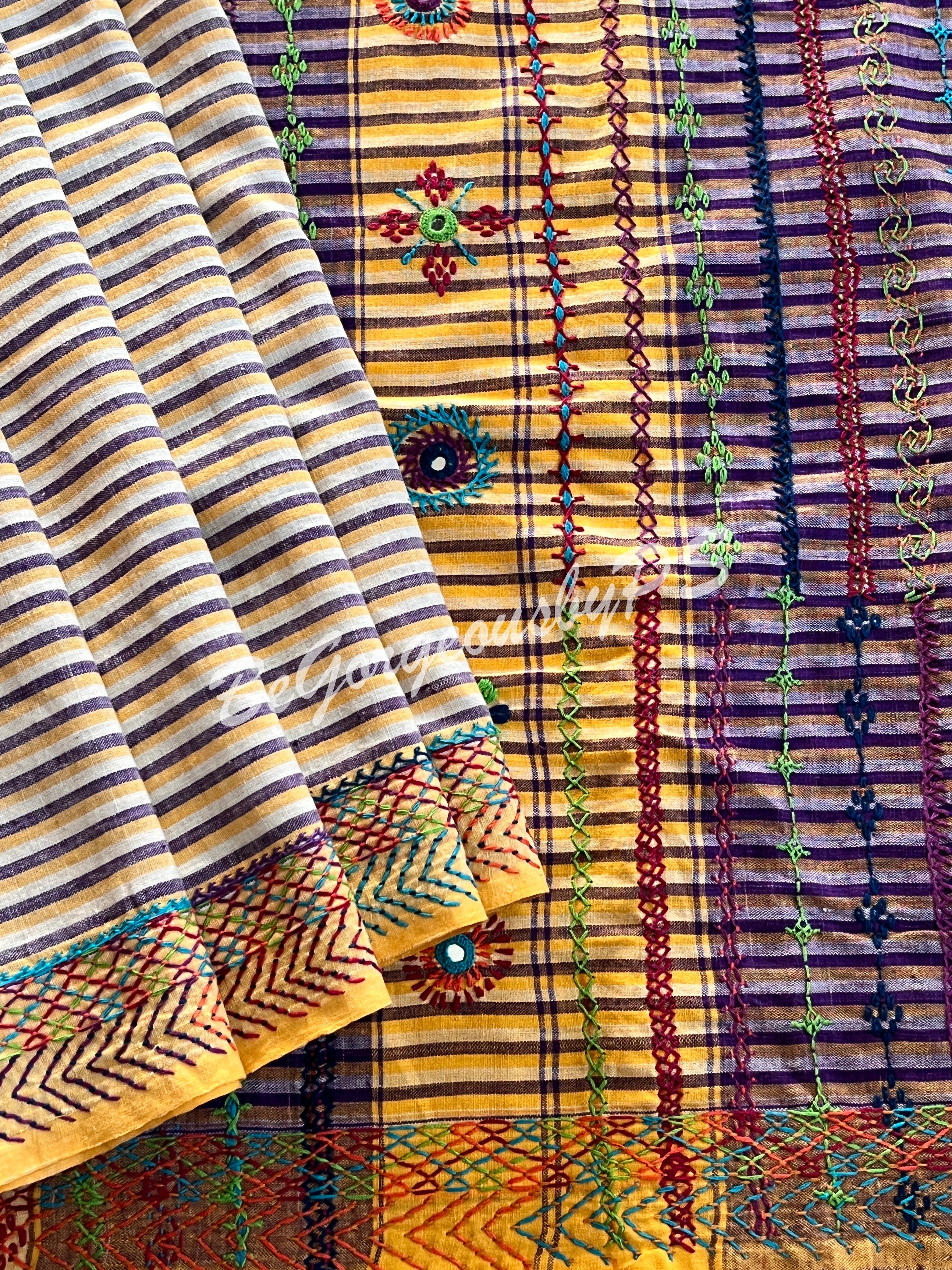 Lambani Embroidery on Khaddi Cotton Cream