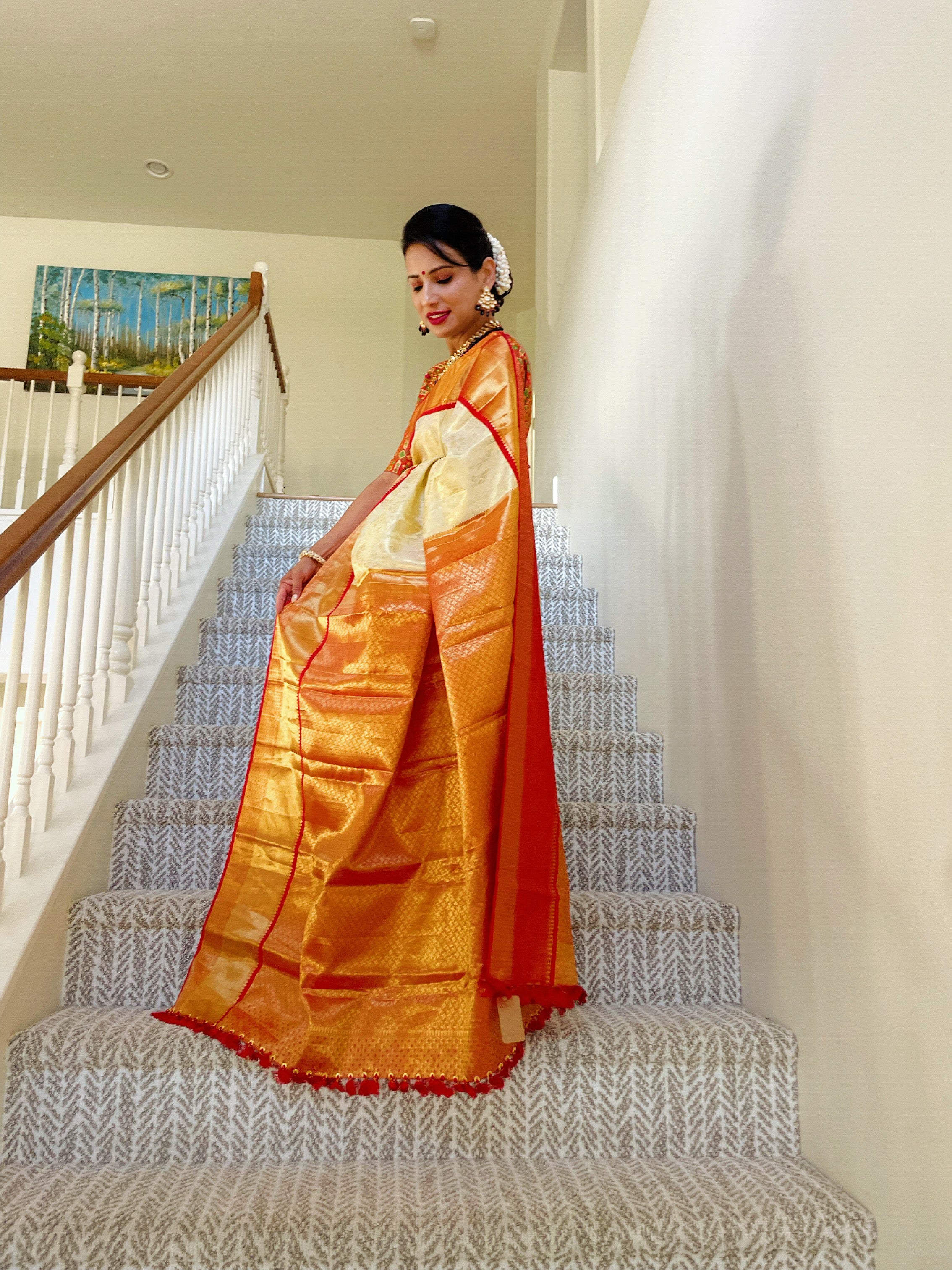 KANJEEVARAM PURE SILK KANJEEVARAM WHITE RED SA-KAN-PUR-WH416