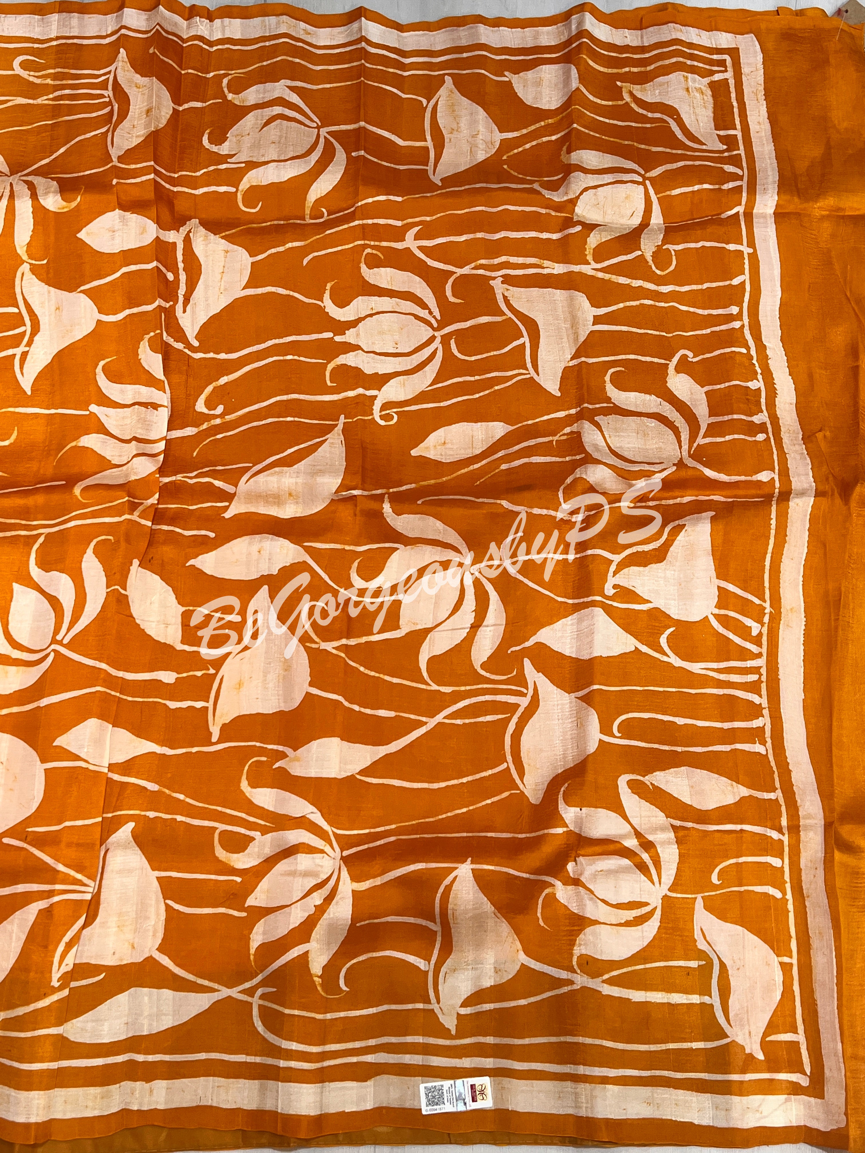 MURSHIDABAD BATIK PRINTED MUSTARD SAREE