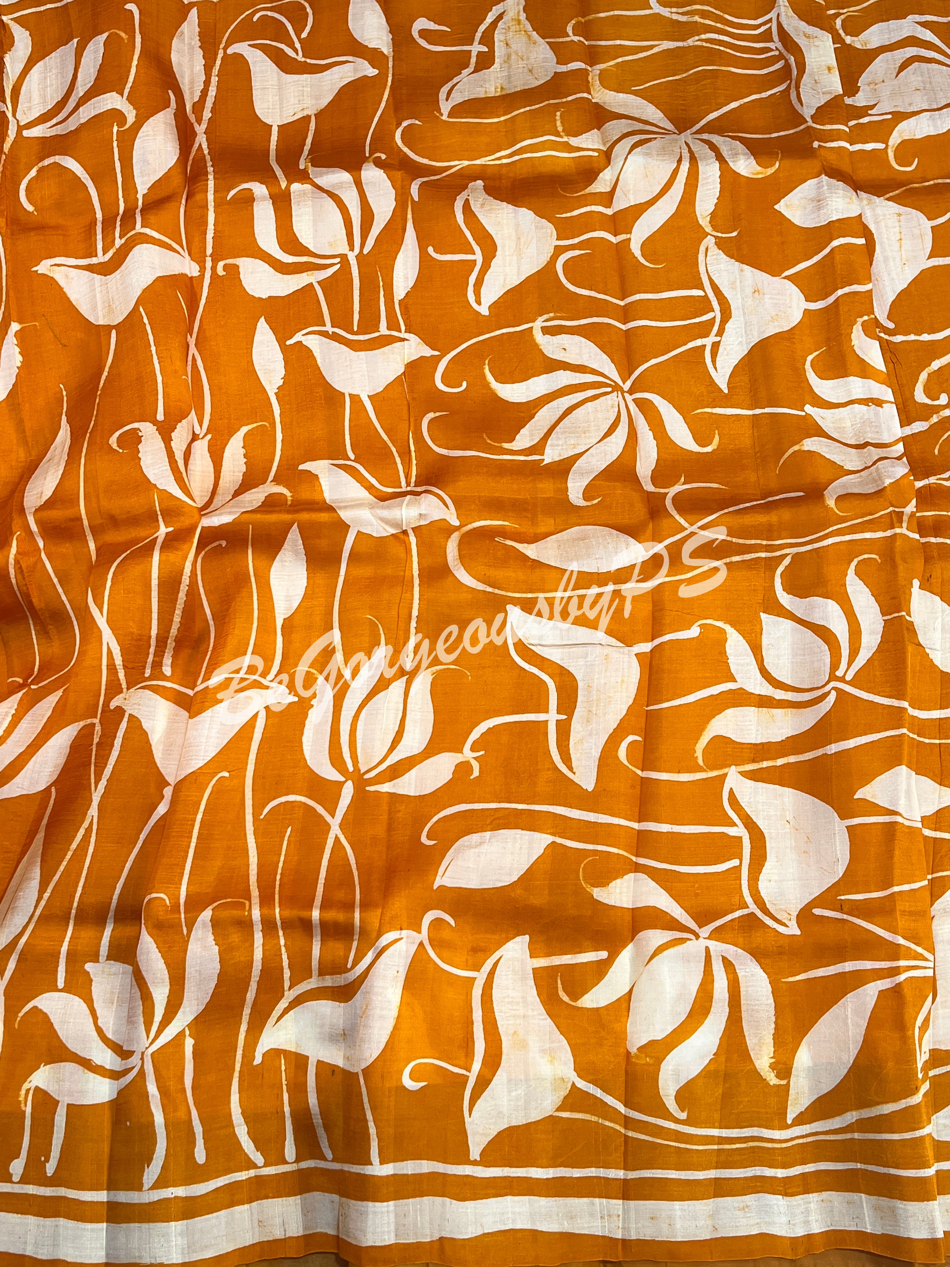 MURSHIDABAD BATIK PRINTED MUSTARD SAREE
