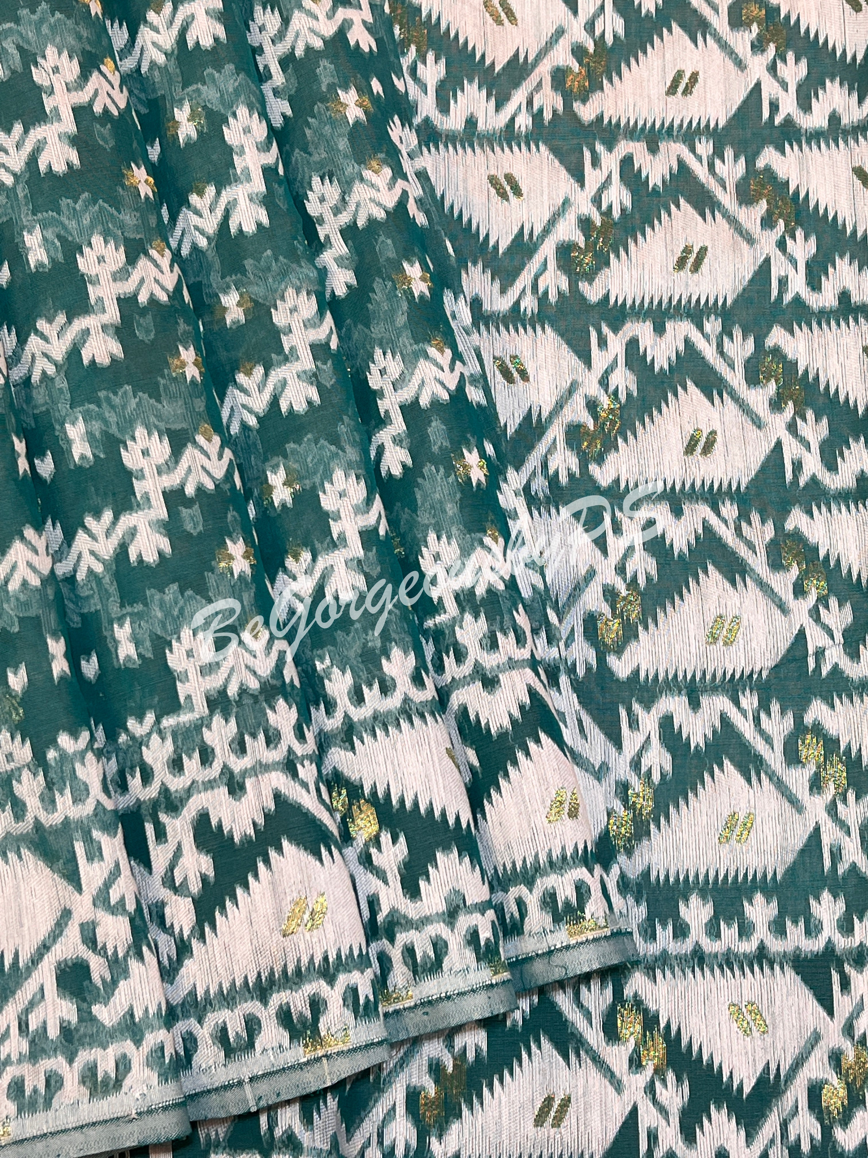 JAMDANI muslin cotton BU/BLUE SAREE