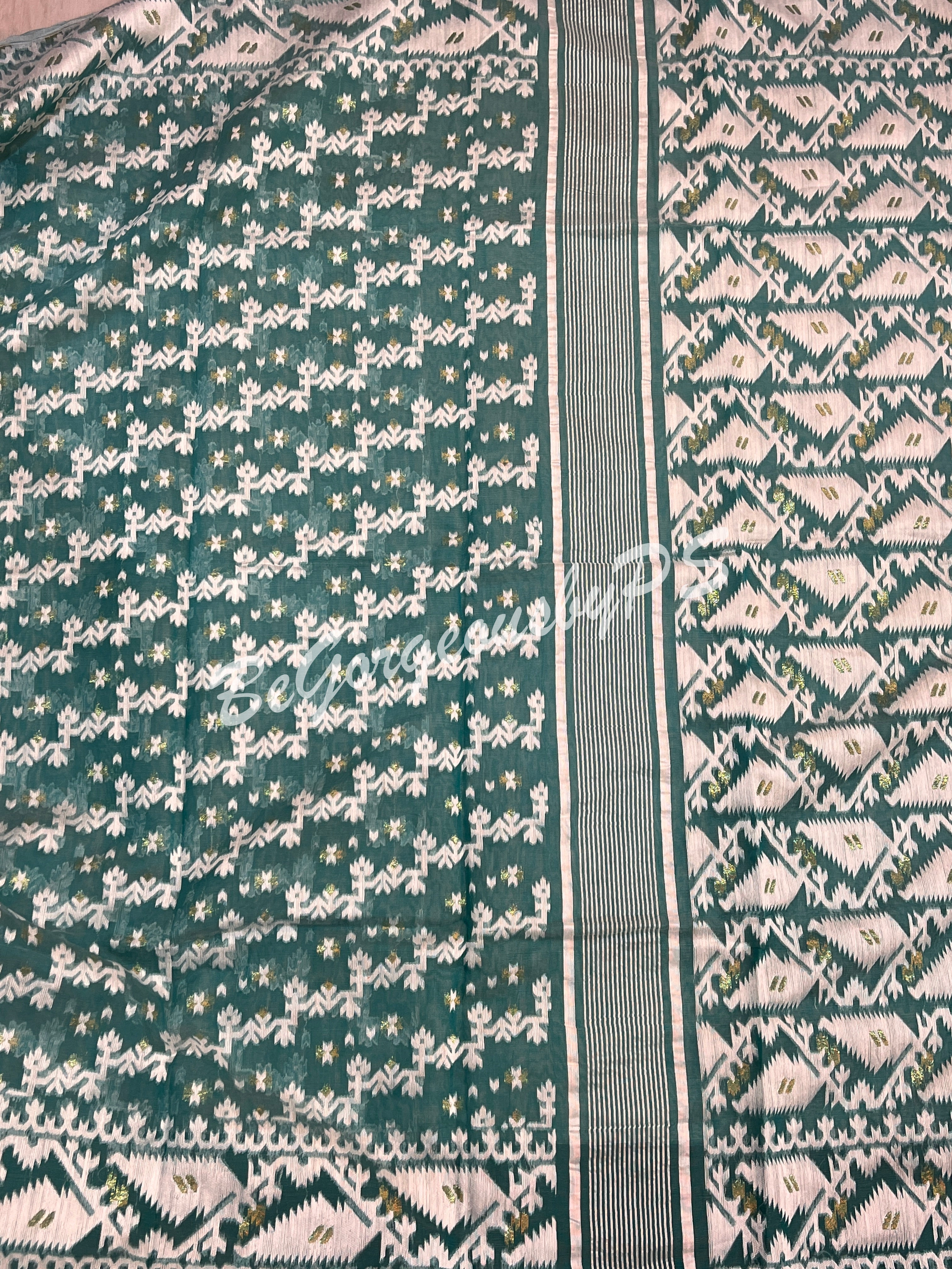 JAMDANI muslin cotton BU/BLUE SAREE