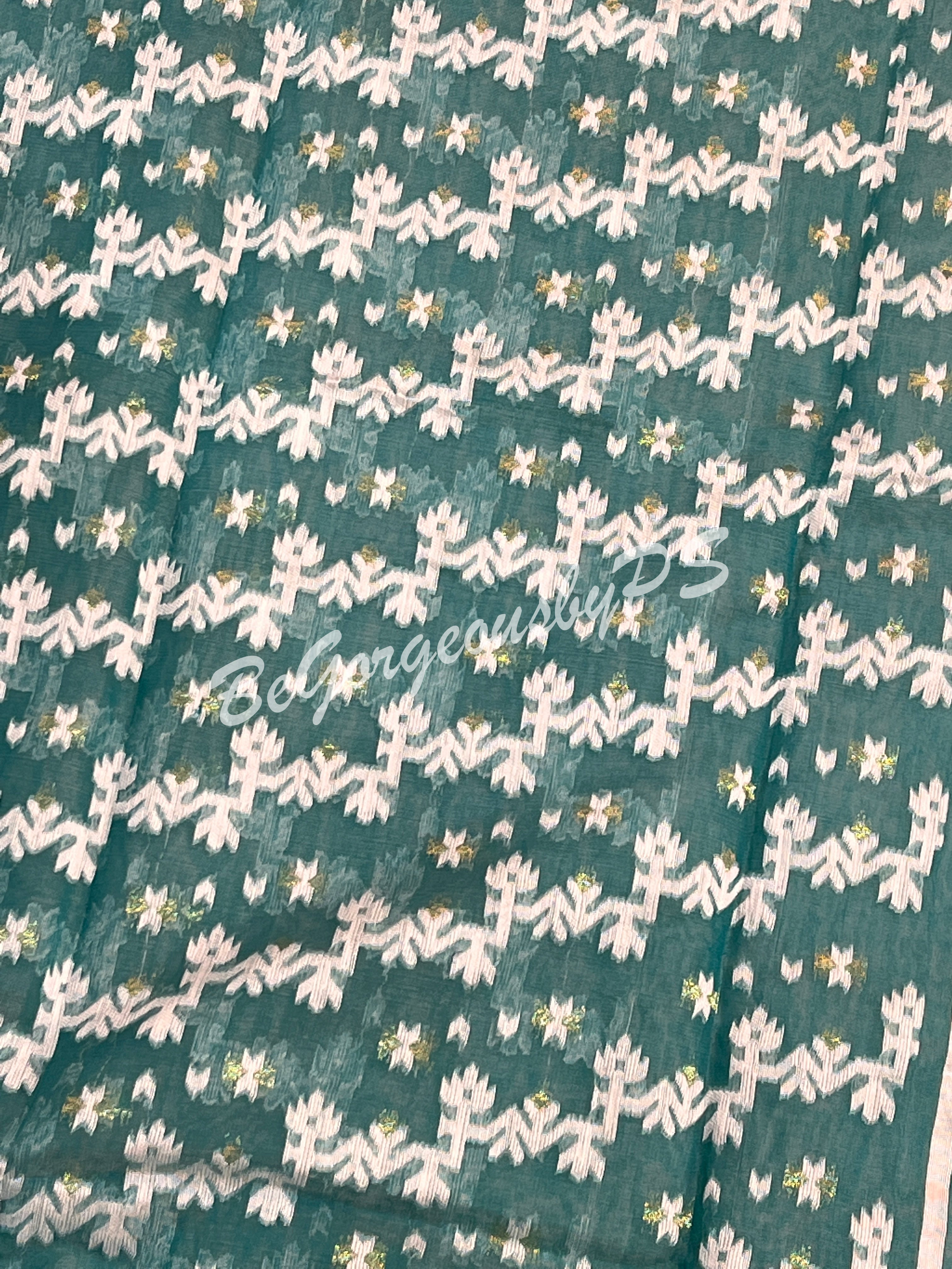 JAMDANI muslin cotton BU/BLUE SAREE
