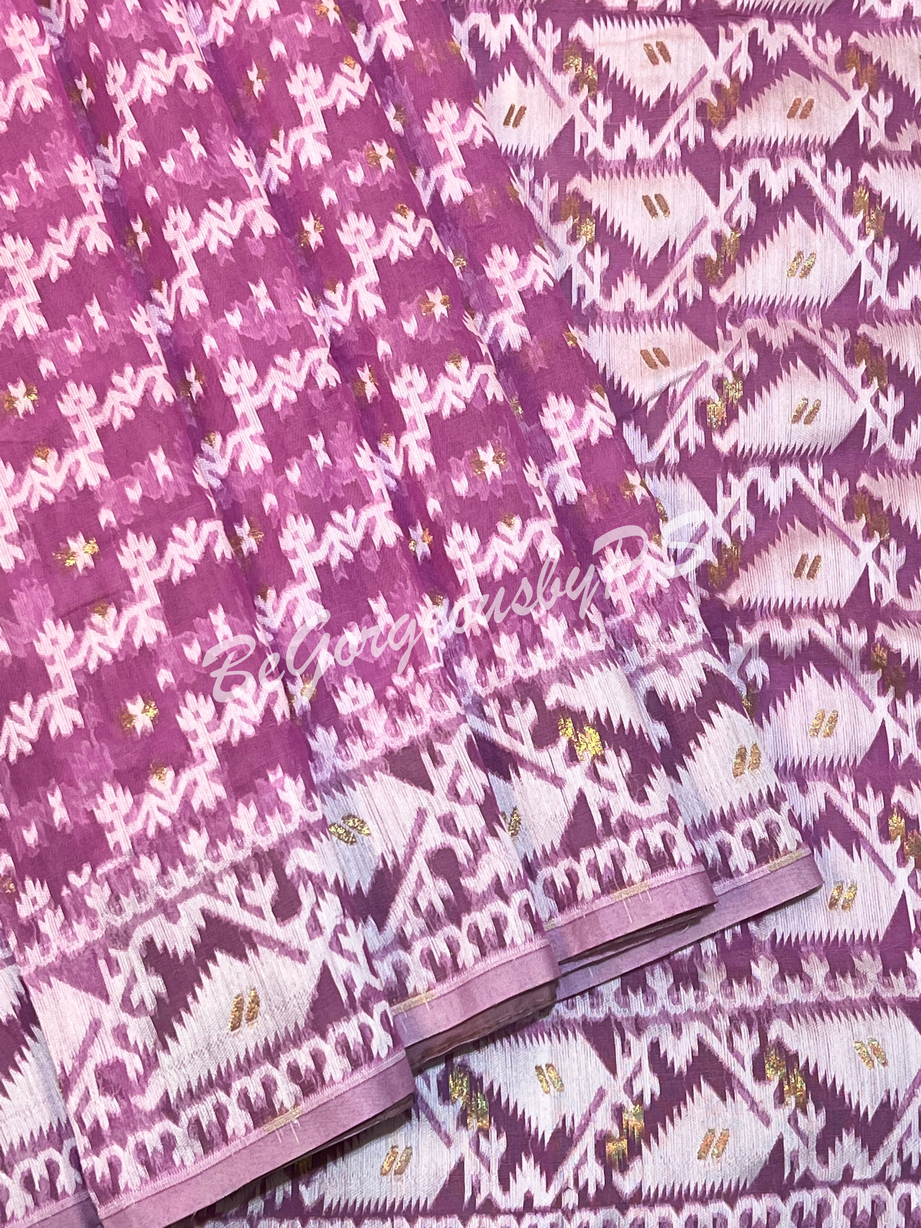 JAMDANI HALF SILK LAVENDER SAREE