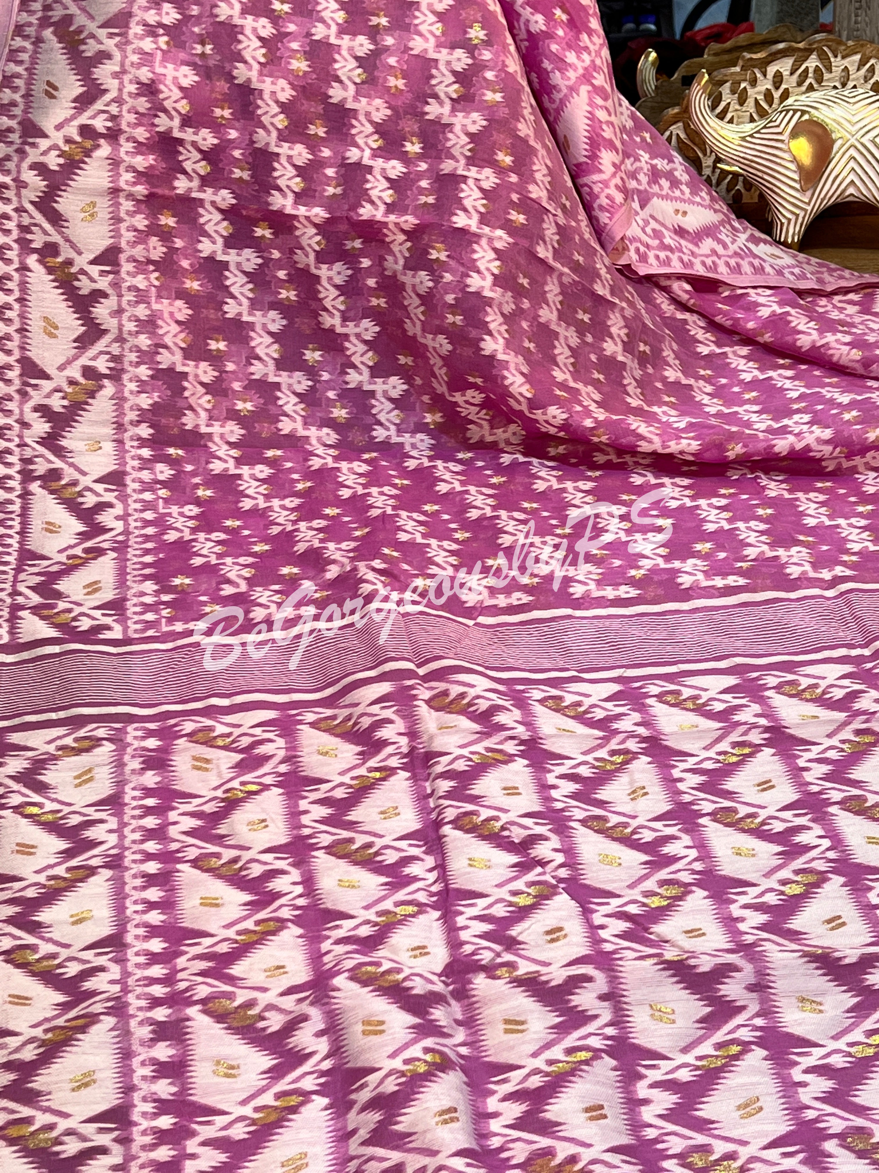 JAMDANI HALF SILK LAVENDER SAREE