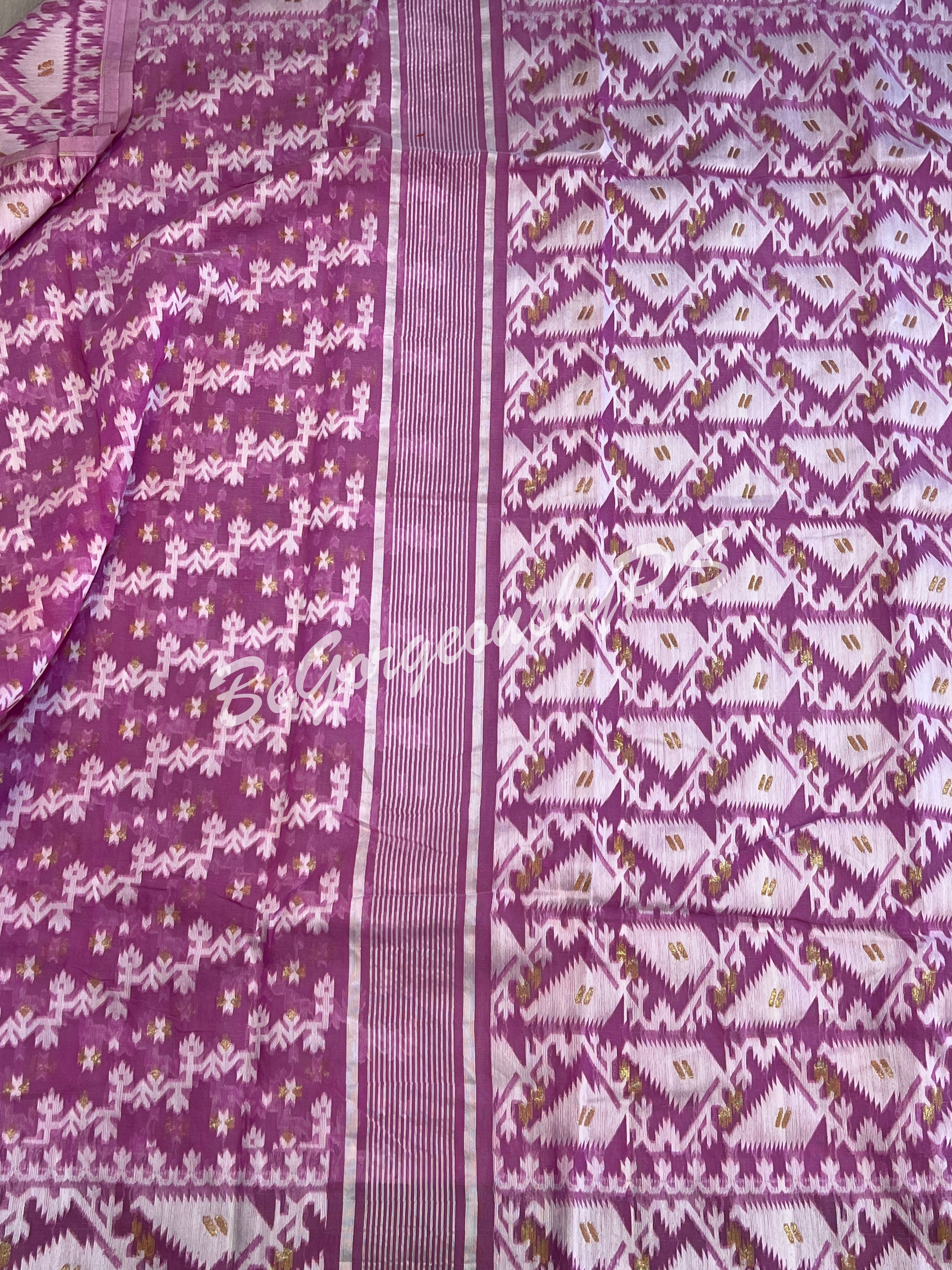 JAMDANI HALF SILK LAVENDER SAREE