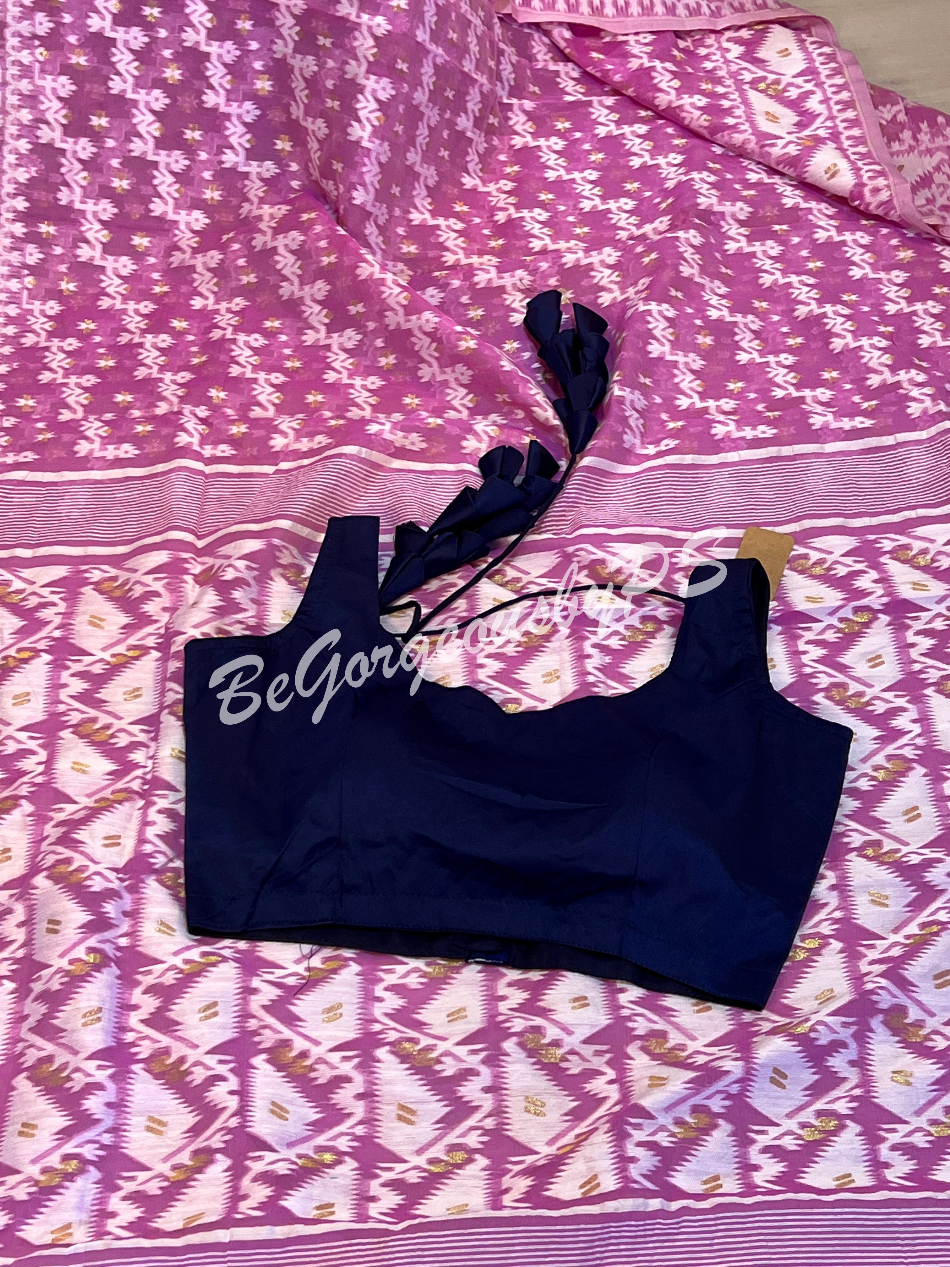 JAMDANI HALF SILK LAVENDER SAREE