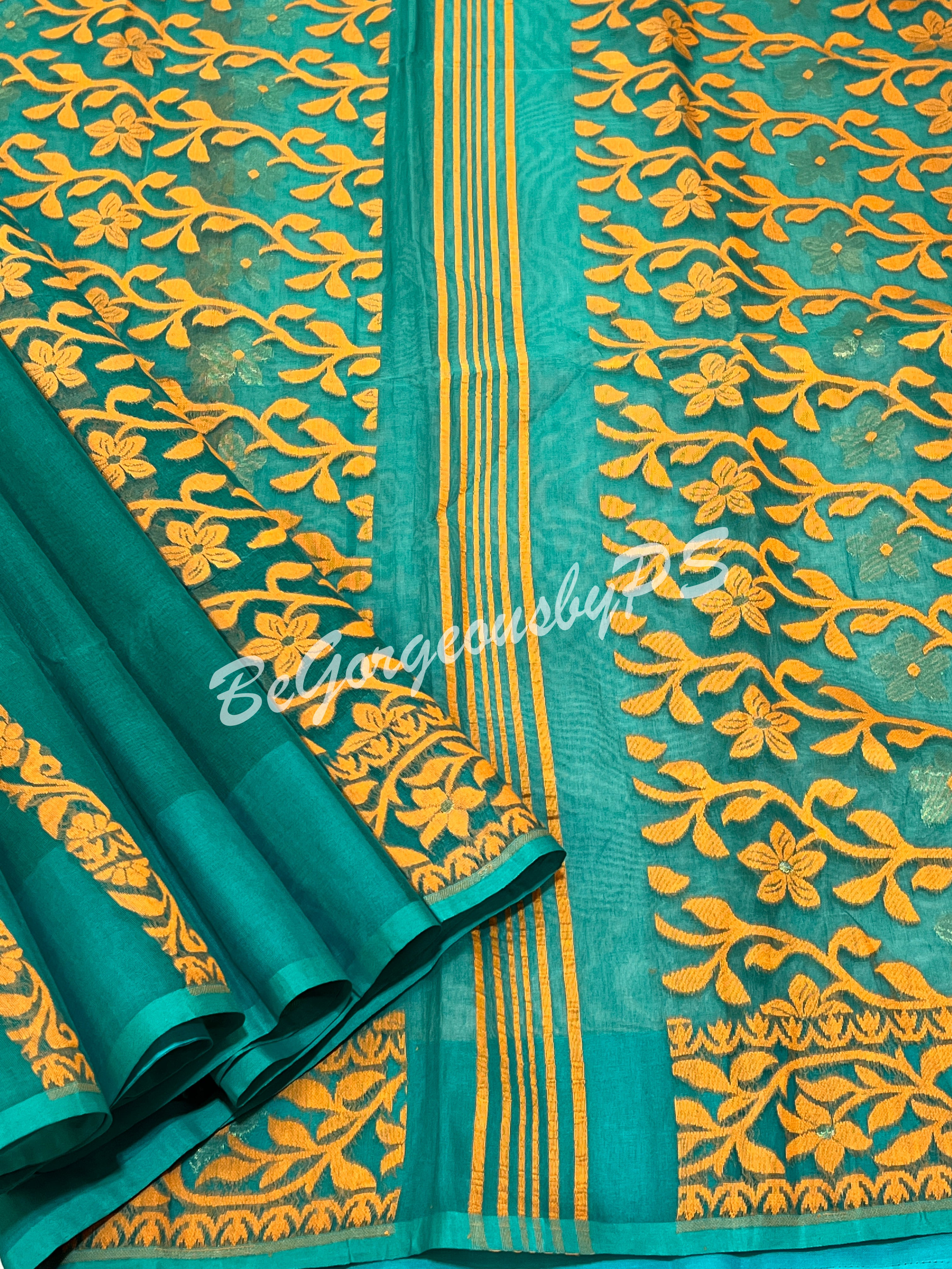 JAMDANI DHAKAI GREEN SAREE