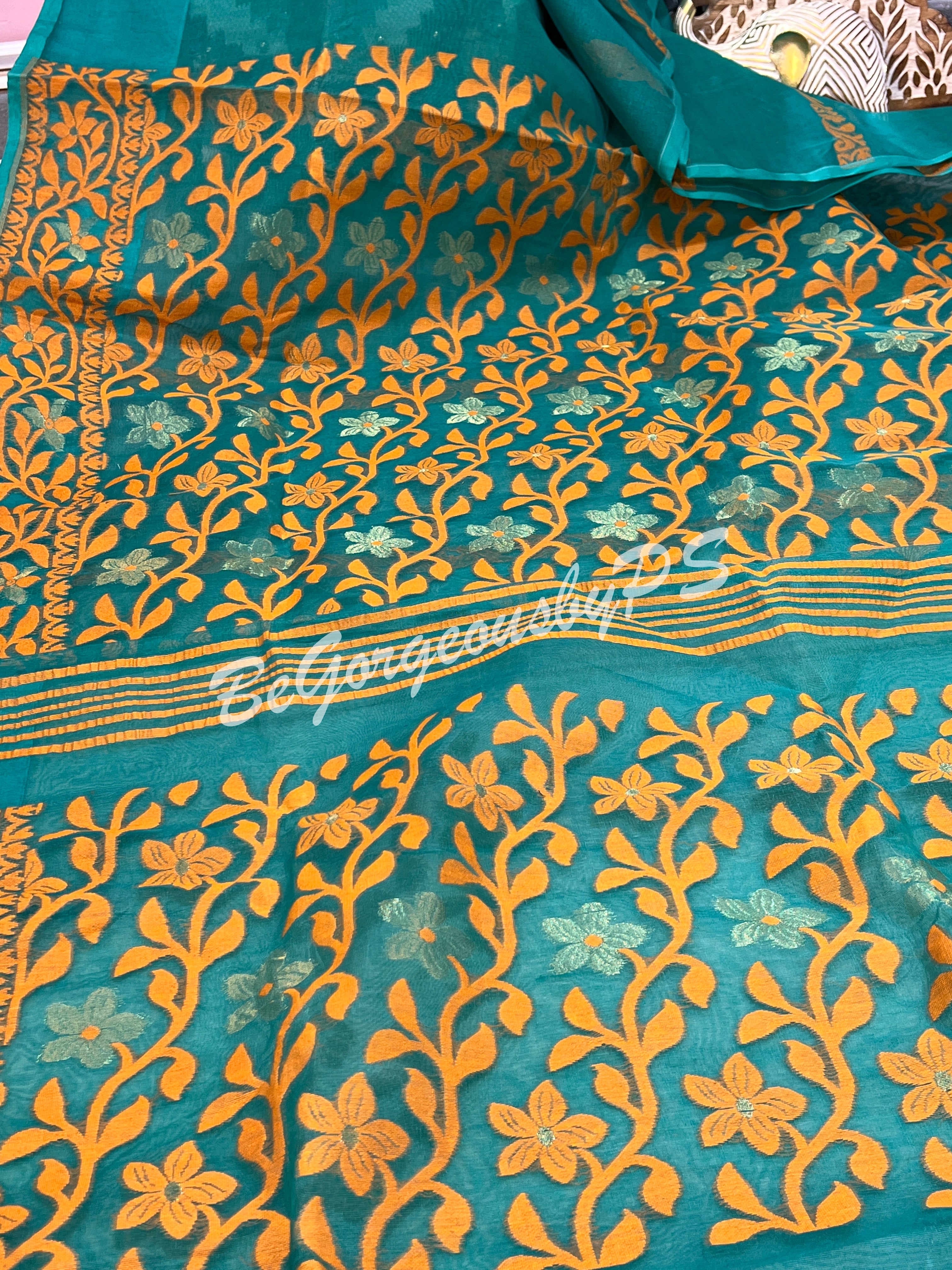 JAMDANI DHAKAI GREEN SAREE