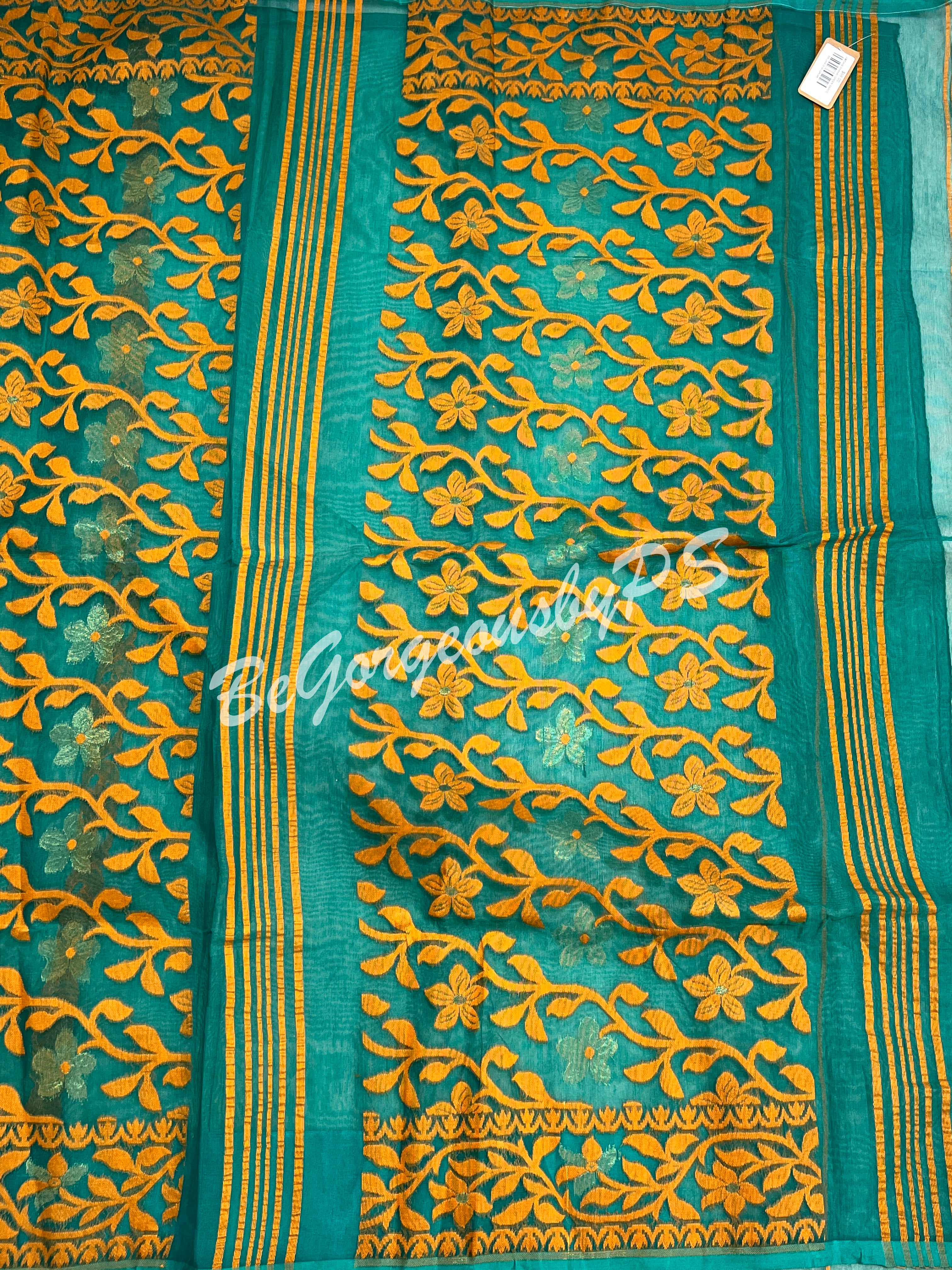 JAMDANI DHAKAI GREEN SAREE