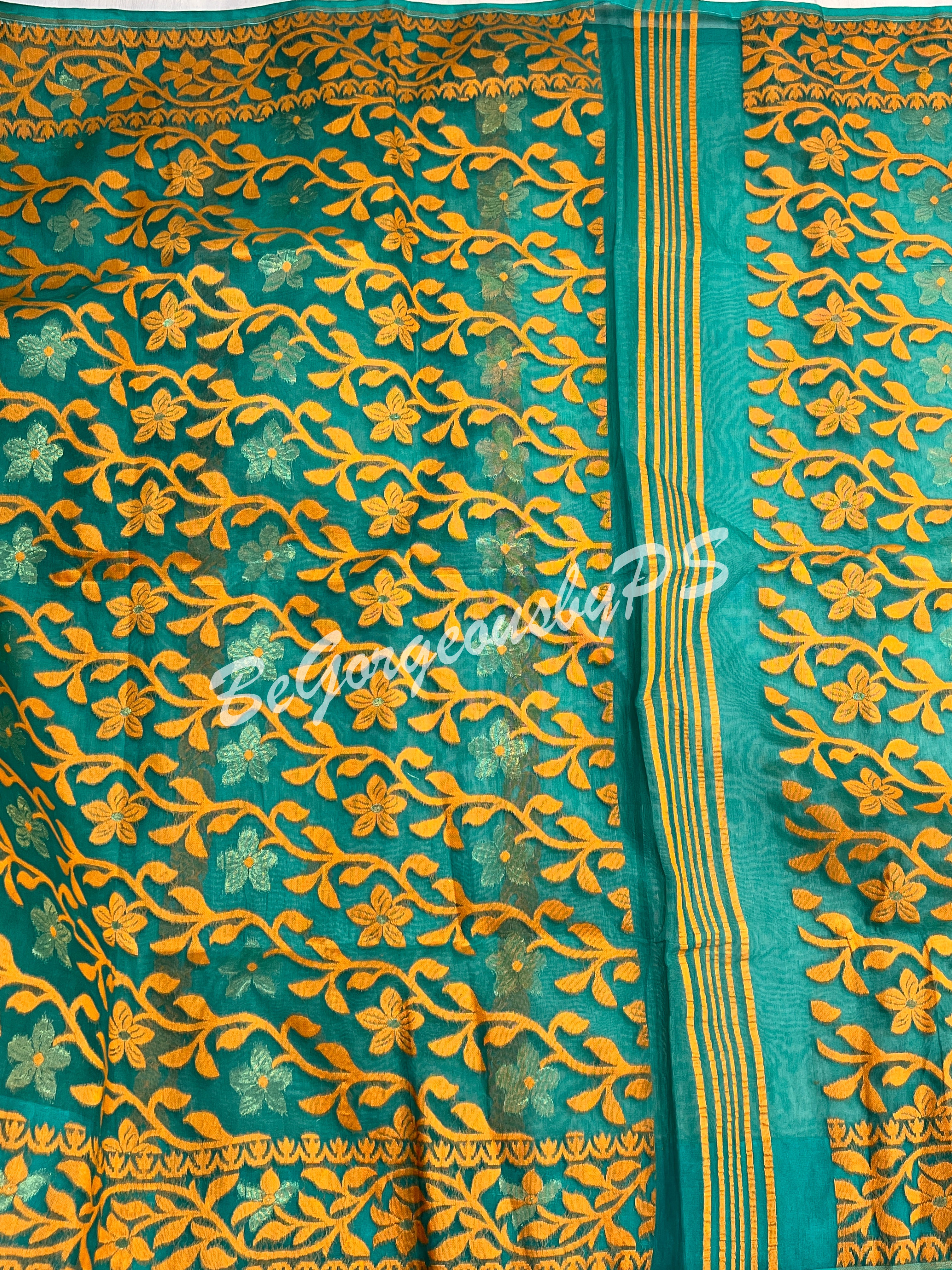 JAMDANI DHAKAI GREEN SAREE