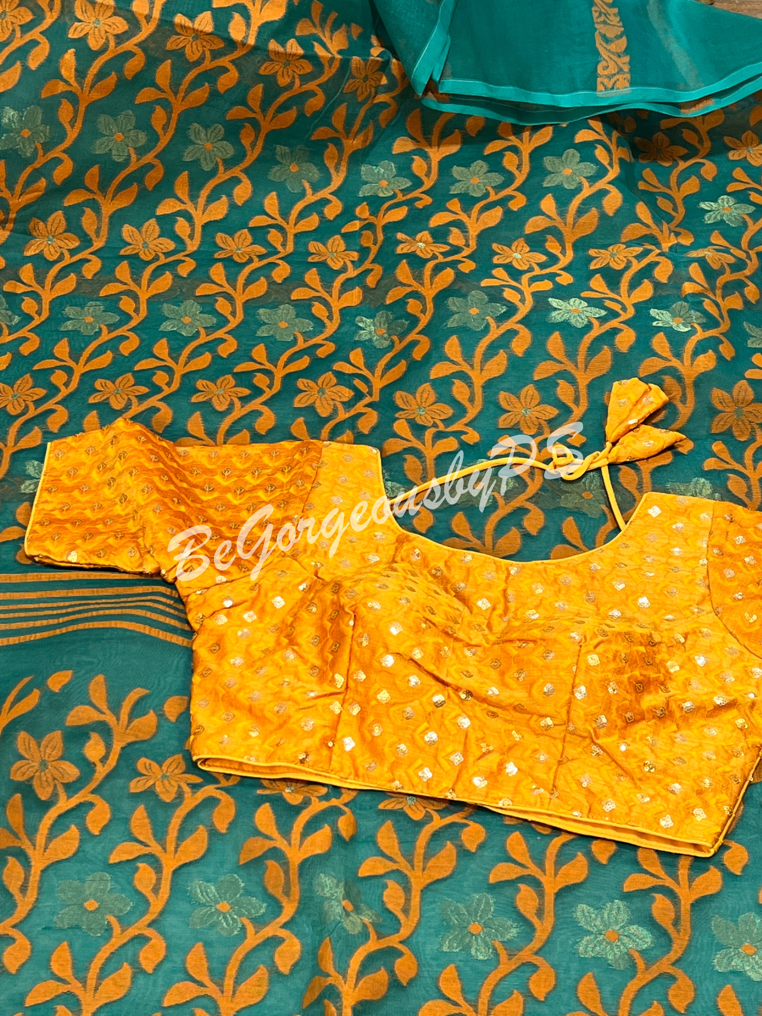 JAMDANI DHAKAI GREEN SAREE