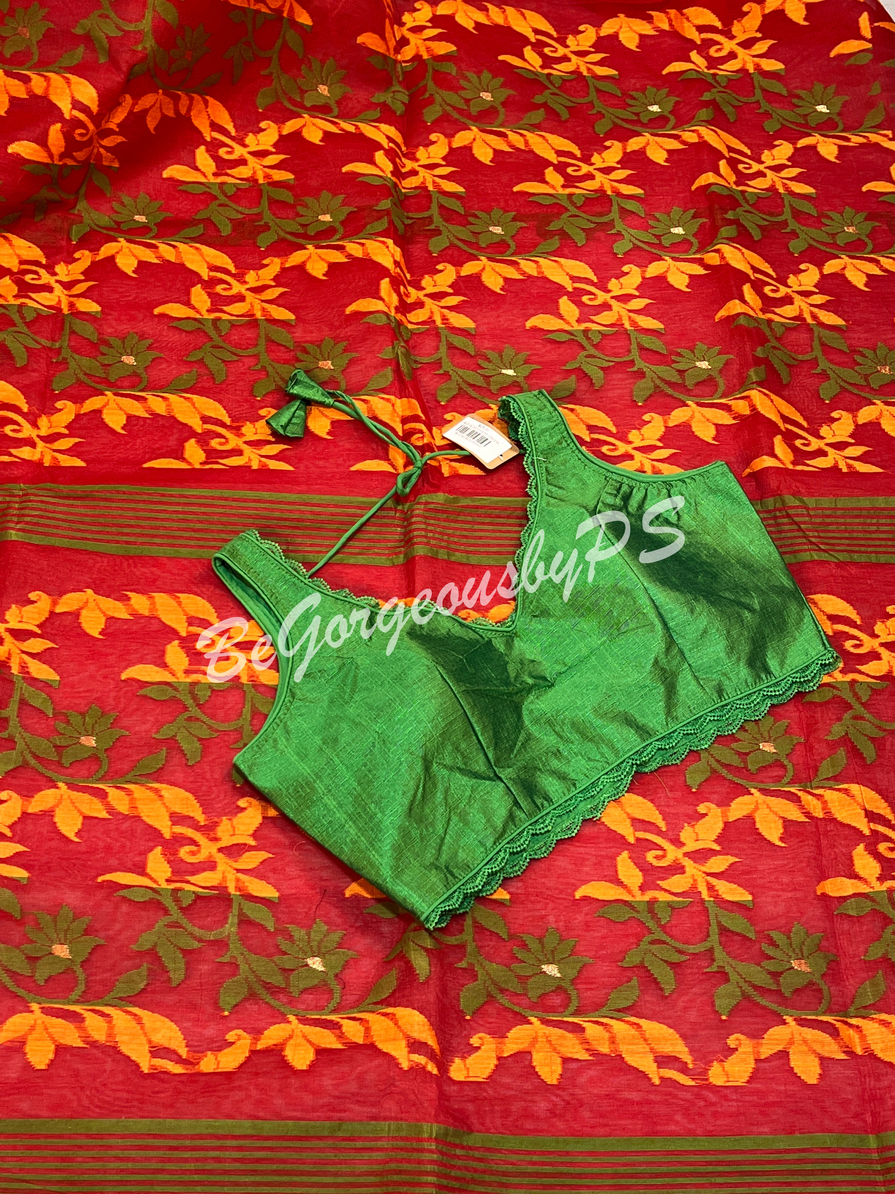 JAMDANI DHAKAI RED SAREE