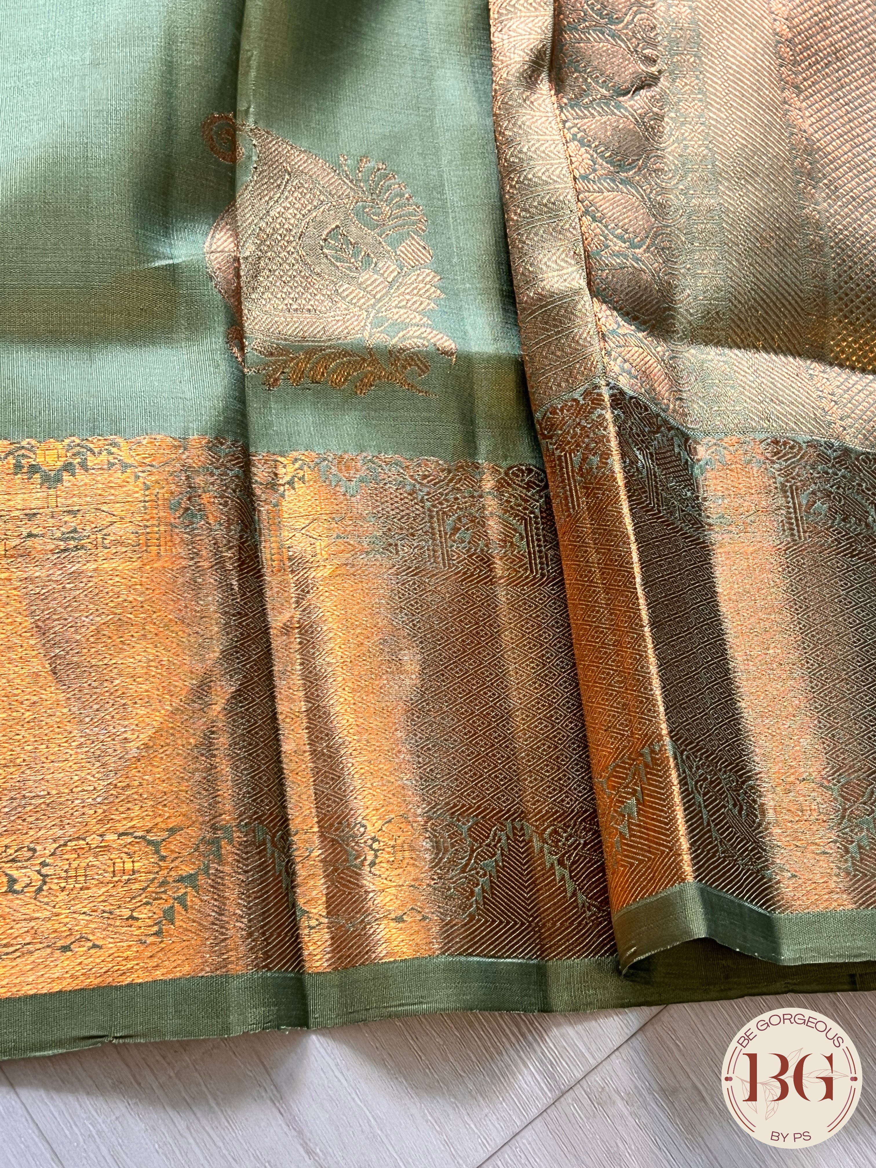 KANJEEVARAM PALLU JOINT COPPER GREEN SA-KAN-PAL-GR400