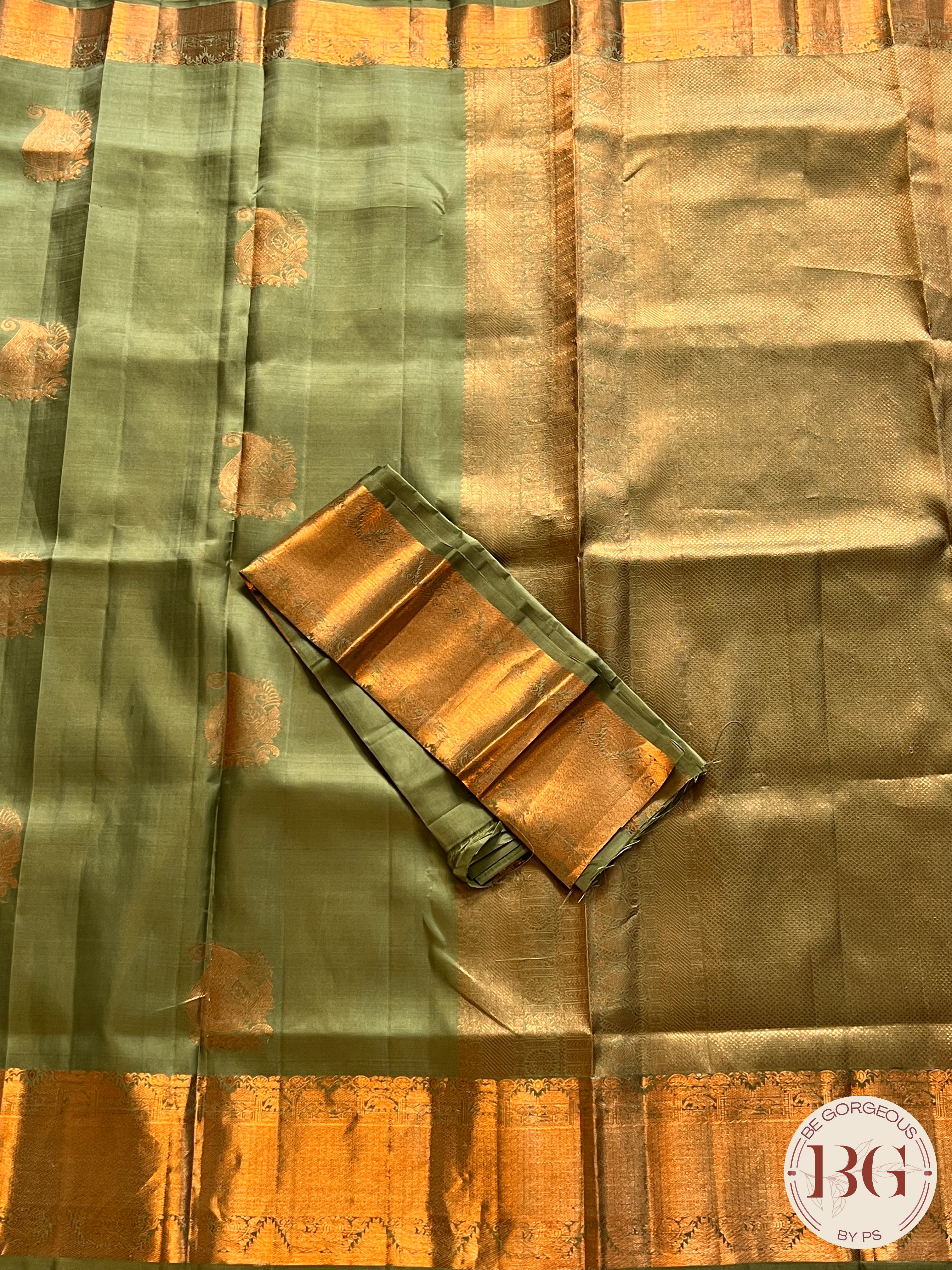 KANJEEVARAM PALLU JOINT COPPER GREEN SA-KAN-PAL-GR400