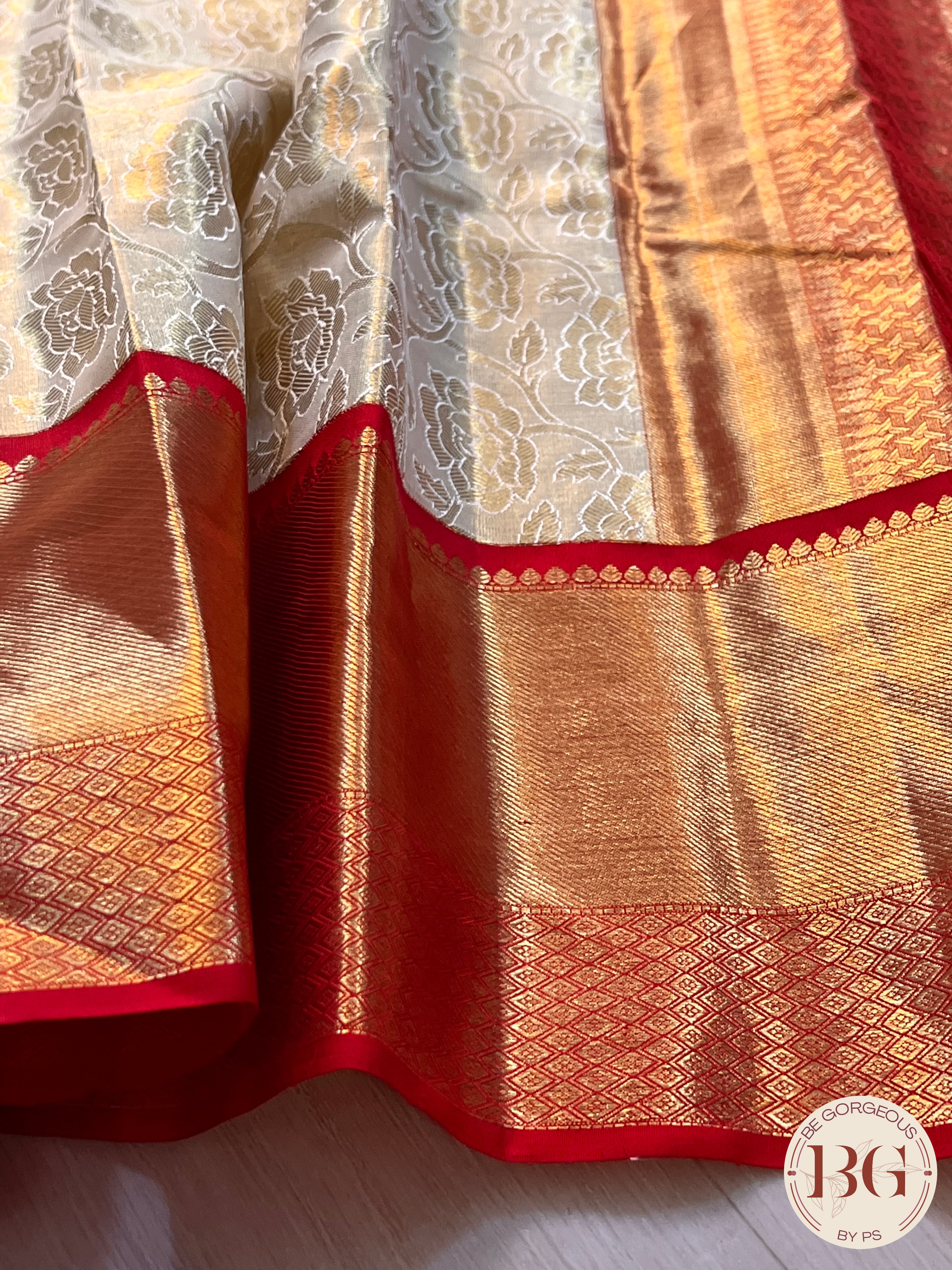 KANJEEVARAM PURE SILK KANJEEVARAM WHITE RED SA-KAN-PUR-WH416