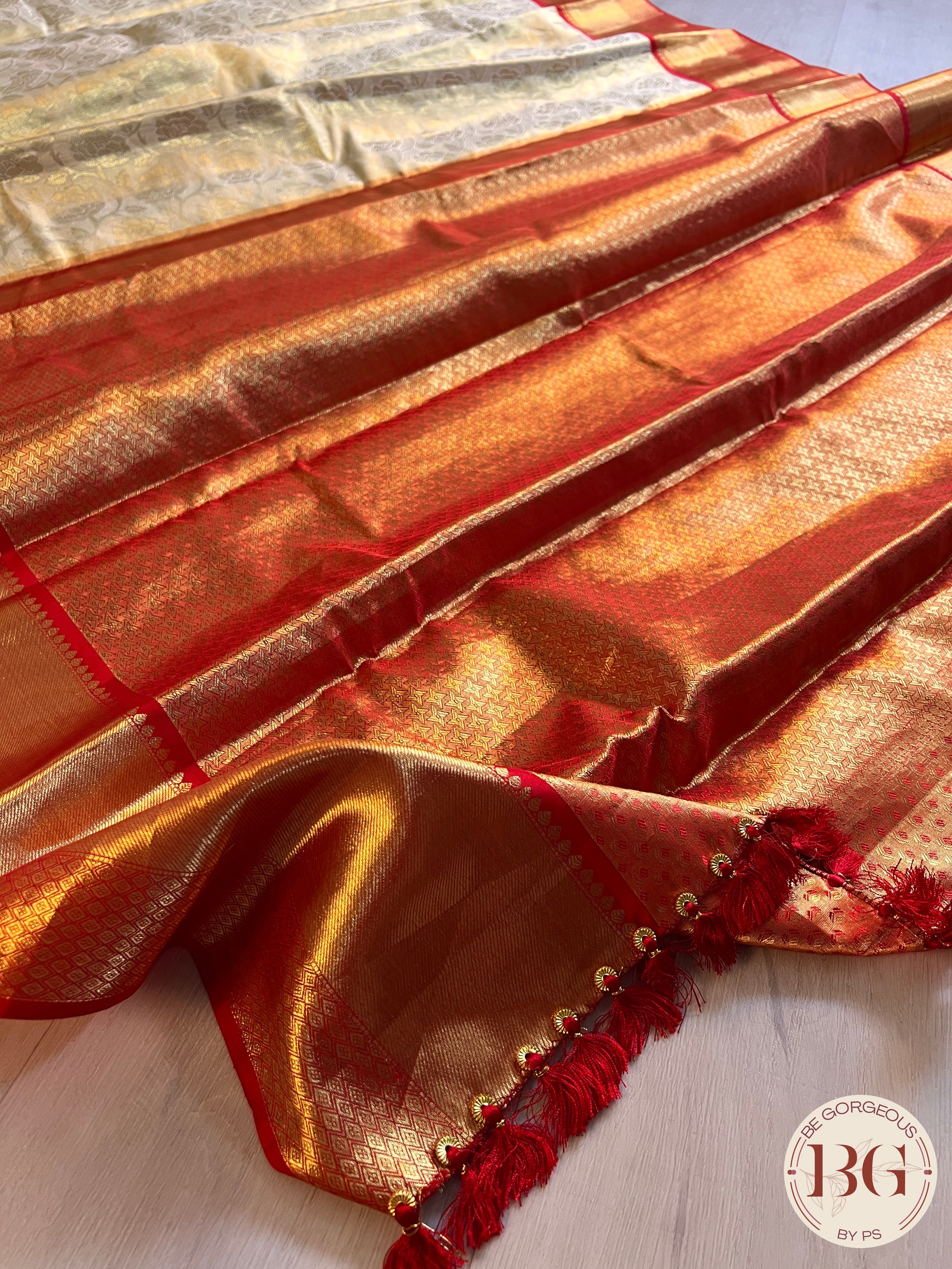 KANJEEVARAM PURE SILK KANJEEVARAM WHITE RED SA-KAN-PUR-WH416