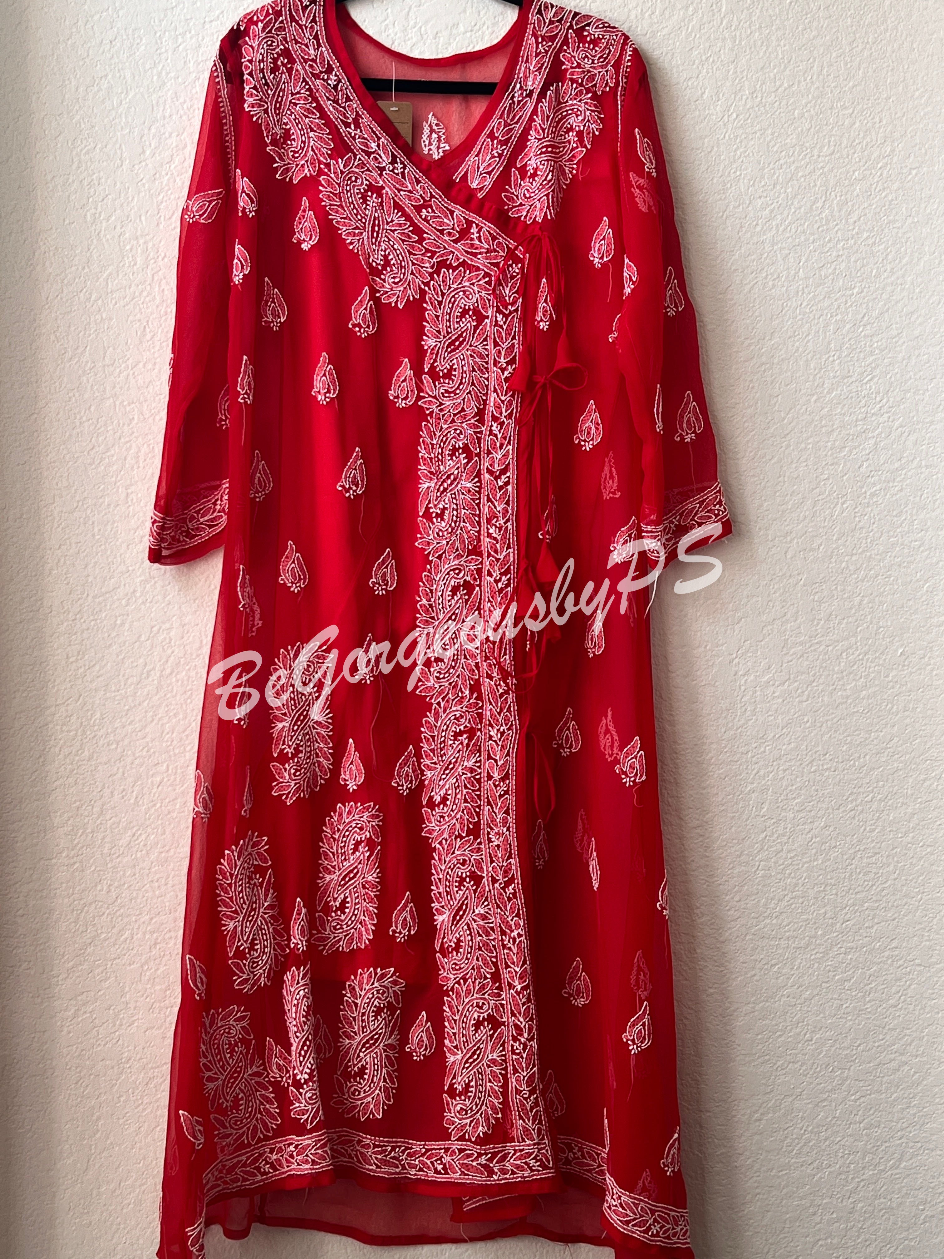 Phagun Angrakha Style Rayon Womens Tunic Kurta Pom-Pom Designer Kurti Top  Indian Clothing - Walmart.com